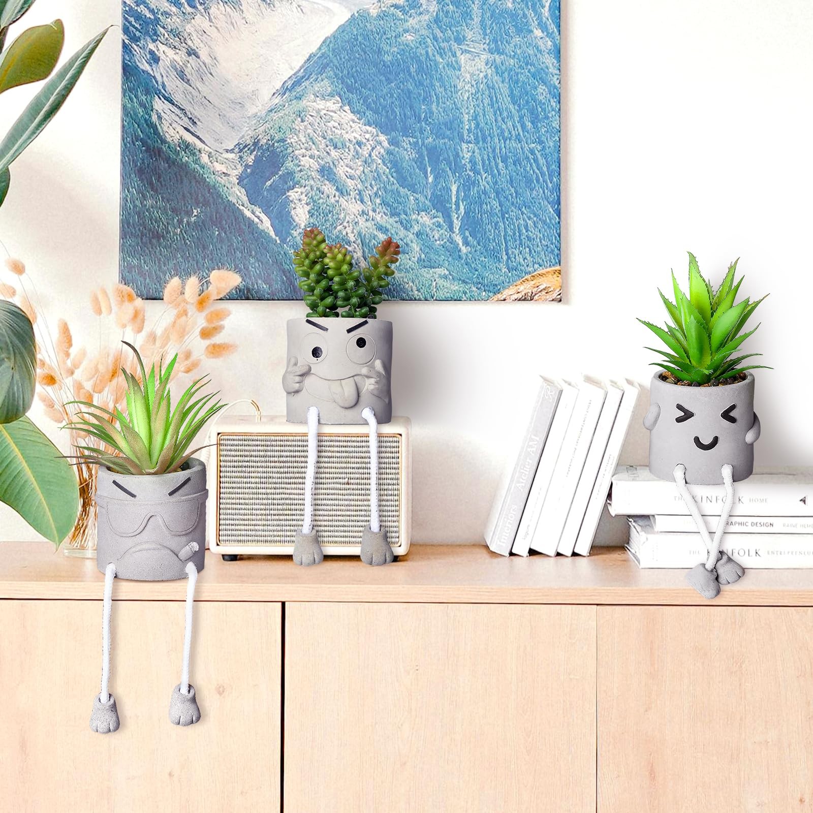 Creative Artificial Succulent Plants in pots – 4 Pieces Mini Fake Plant Faux …
