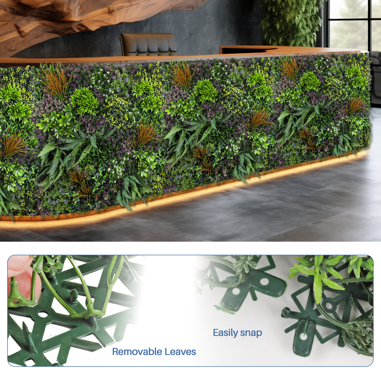 40 x 40″ Artificial Plants Mats 3D Mixed Greenery Fern Wall Hedge Decor Panel