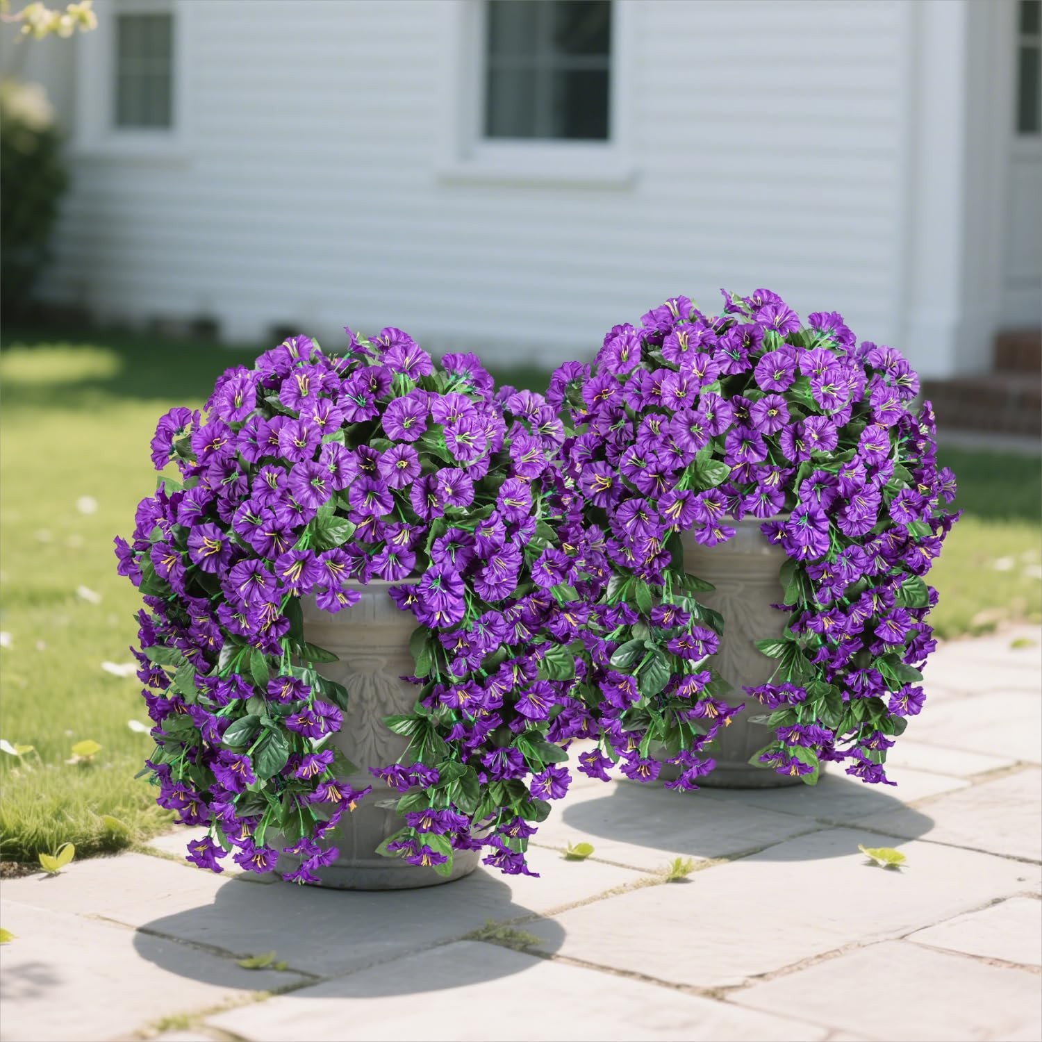 Fake Flowers for Outdoor Decoration, 2 Pcs Spring Silk Purple Morning Glory, …