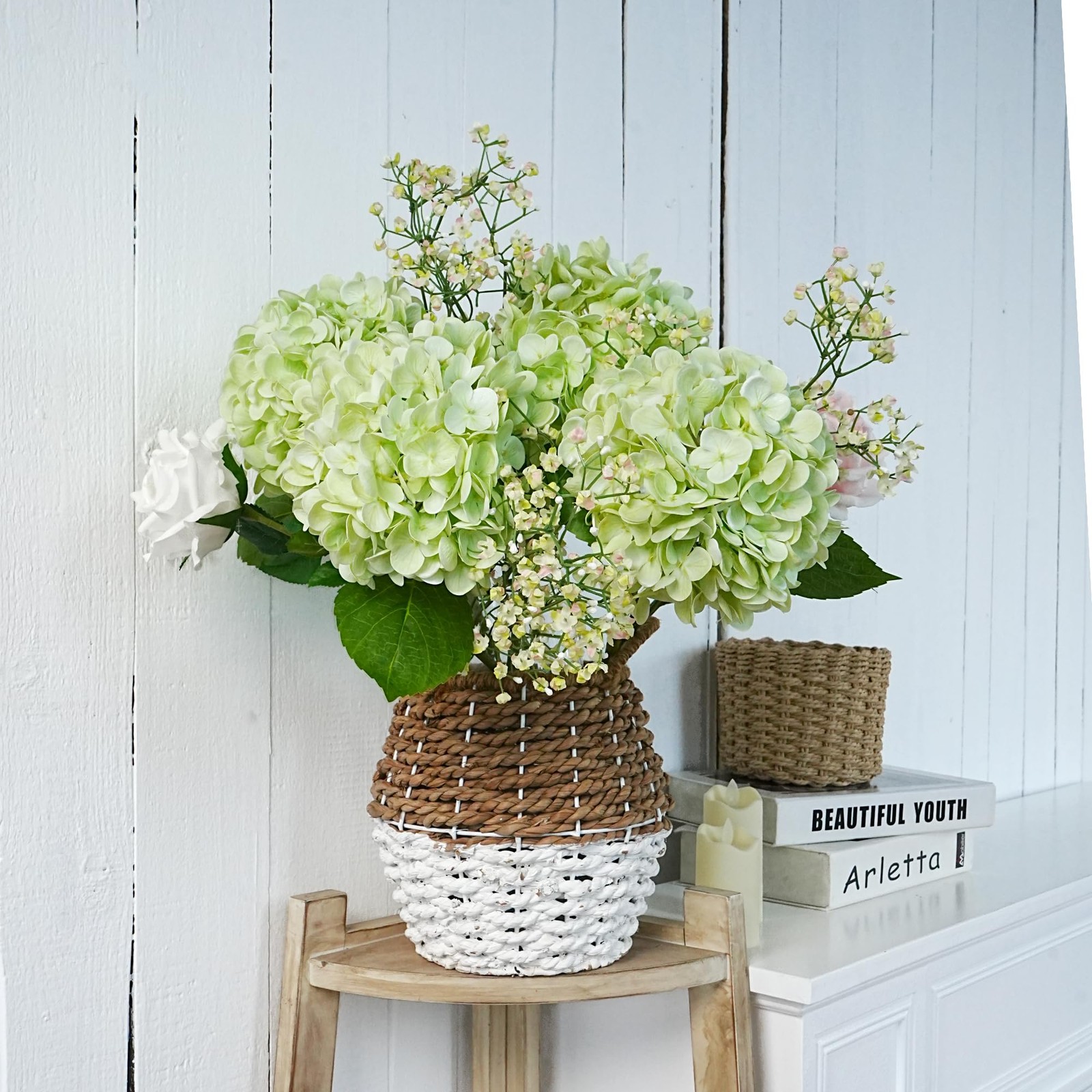 4 Pcs Fake Hydrangeas, 20” Tall Large Bloom Latex Hydrangea Real Touch Faux …