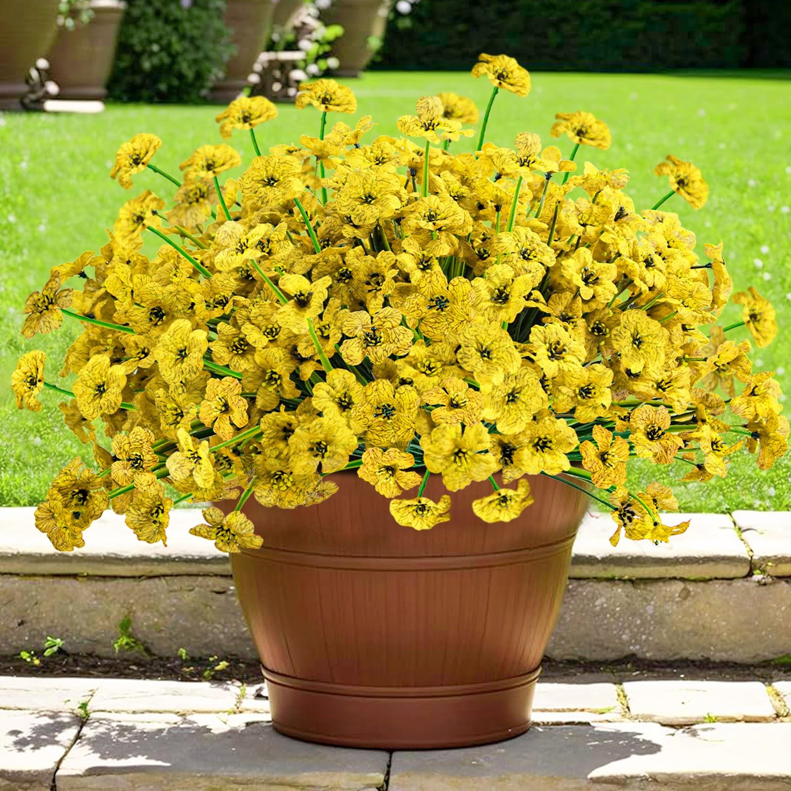 48 Bundles Outdoor Artificial Flowers UV Resistant Fake Silk Flowers Faux Pla…