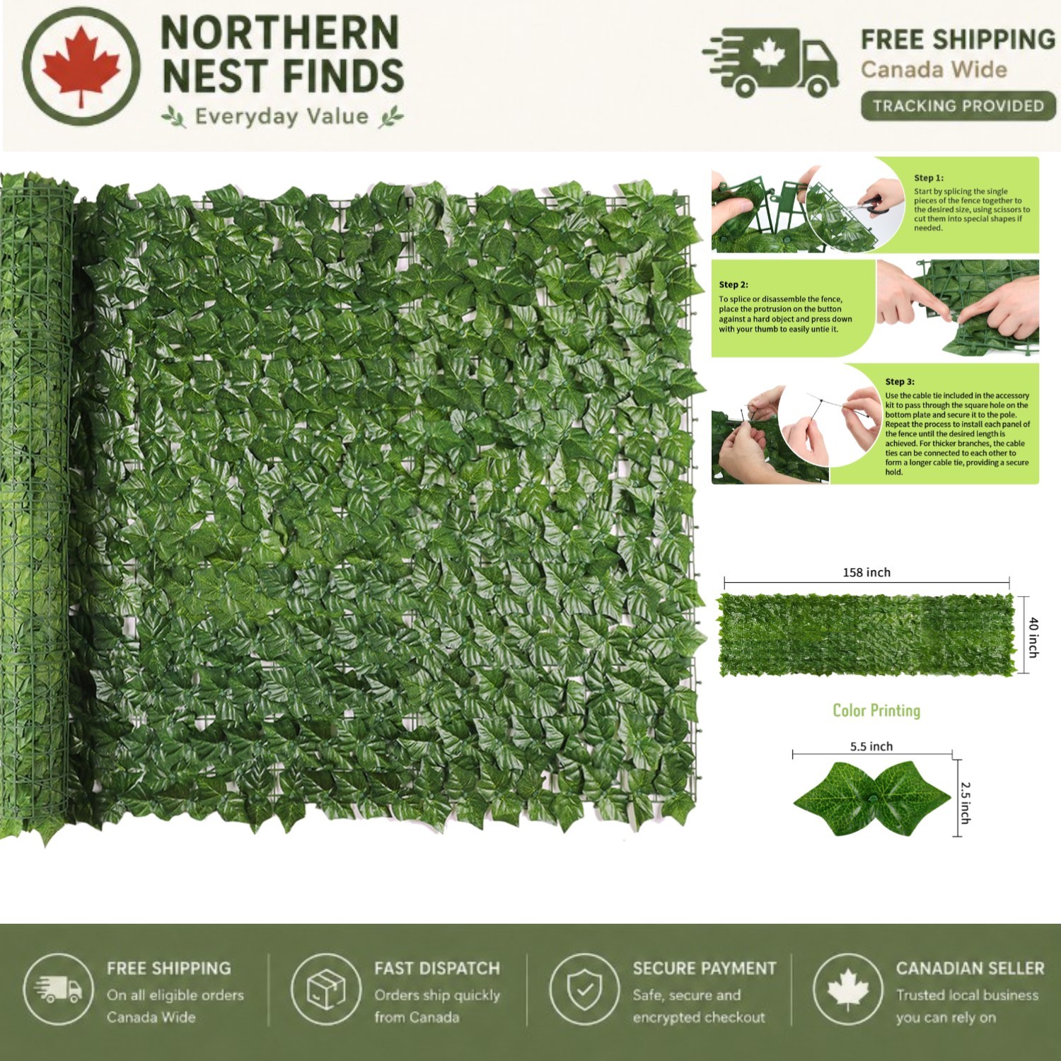 Lifelike Artificial Ivy Privacy Fence – Perfect for Gardens, Cafés, and Weddings