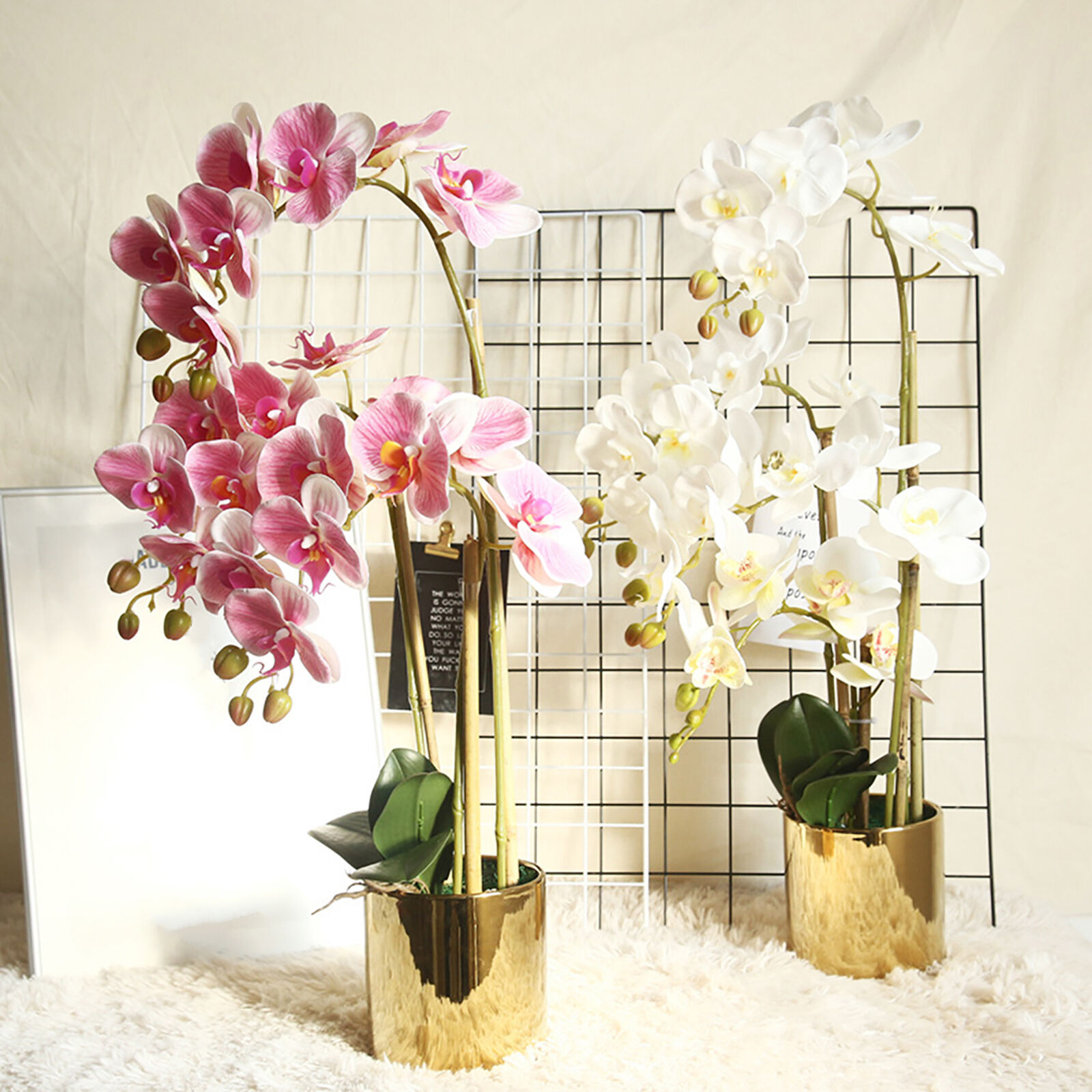 Artificial Orchid Stems Decor with 9 Phalaenopsis Flowers for Home Wedding Decor