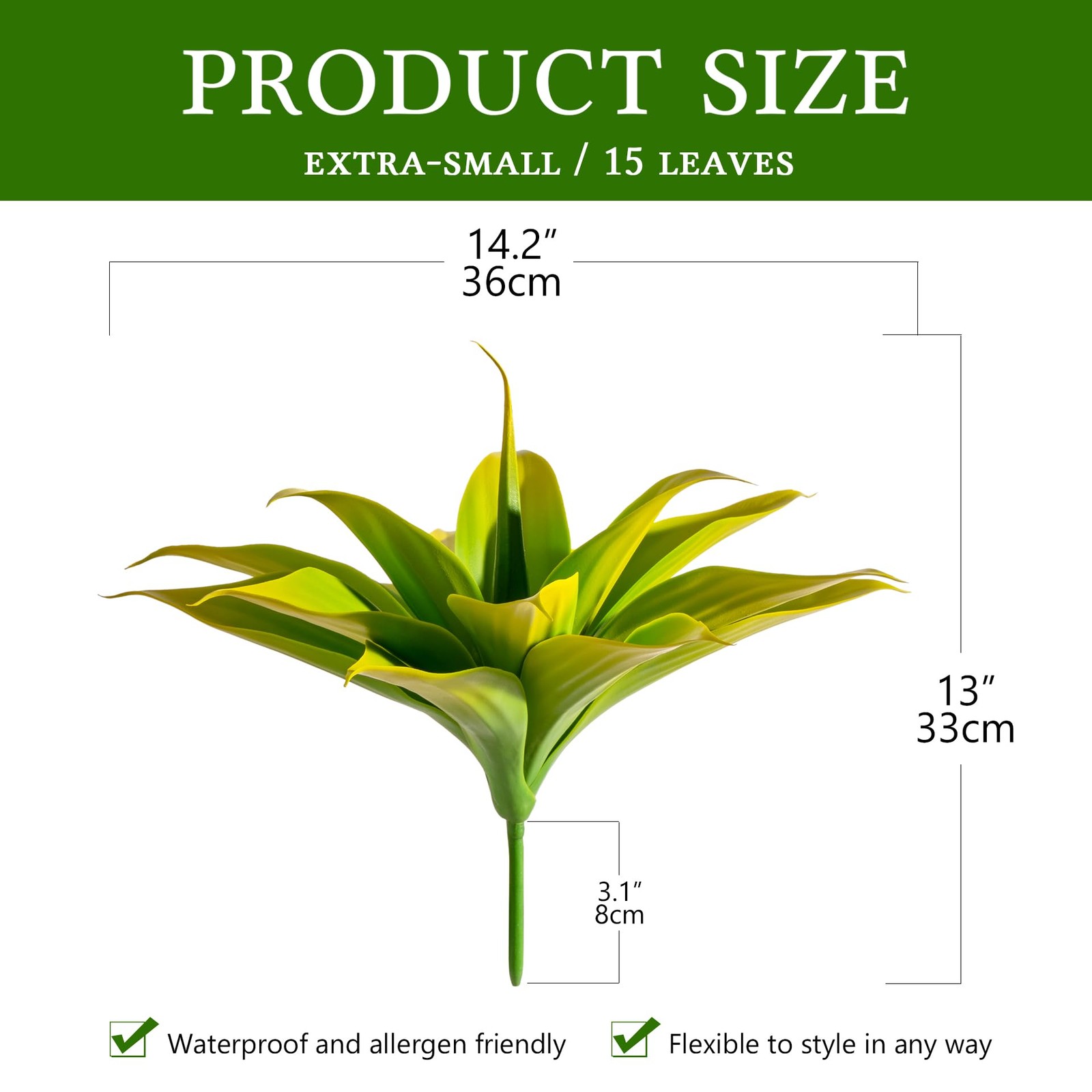 Artificial Agave Faux Agave 14.2In Fake Greenery Outdoor Artificial Plant Fak…