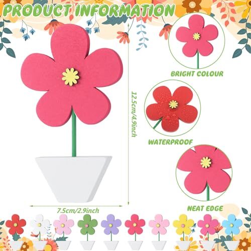 10 Pcs Tulipss Wood Signs Rustic Tulips Table Decoration Tabletop Spring Flower
