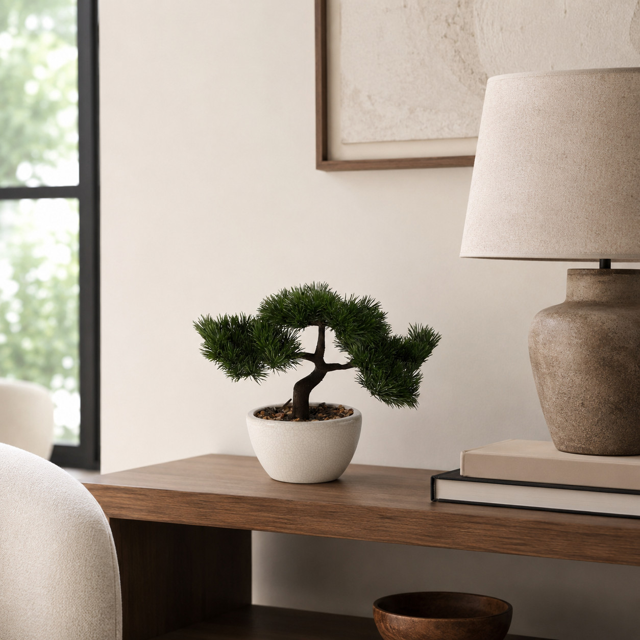 10″ Cedar Bonsai Artificial Tree in Decorative Planter