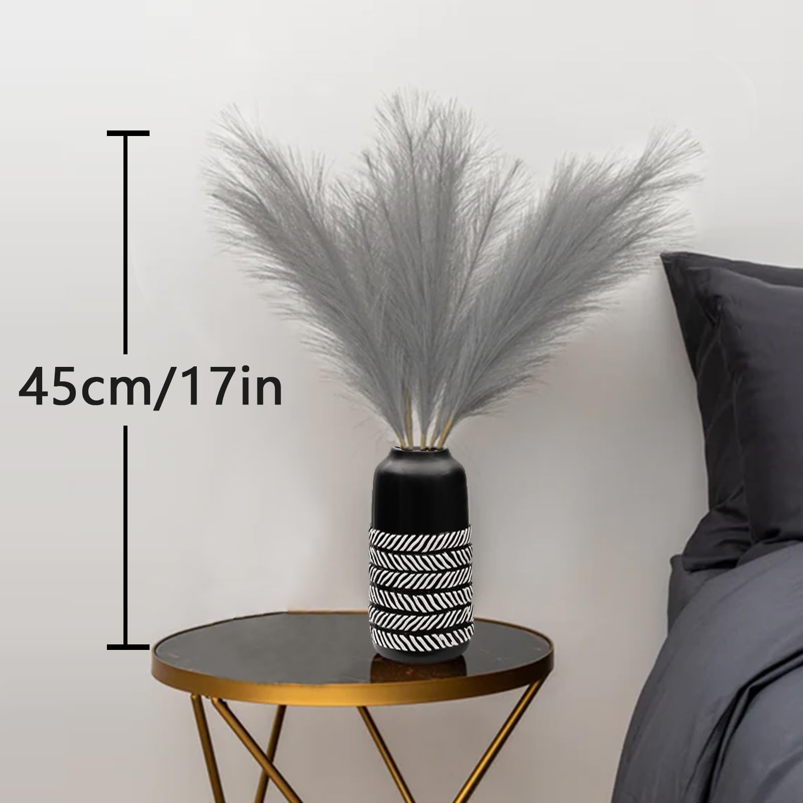 10 Stems Faux Pampas Grass – 17.7″ Artificial Pampas Grass Decor Fluffy Small…