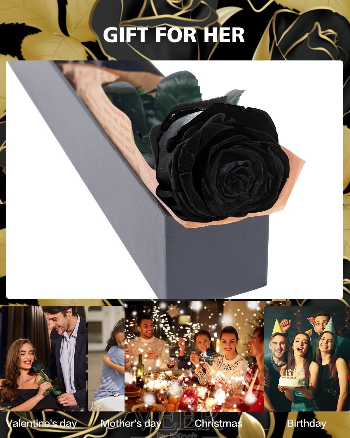 Single Black Preserved Rose – Timeless Gift for Women on Any Occasion