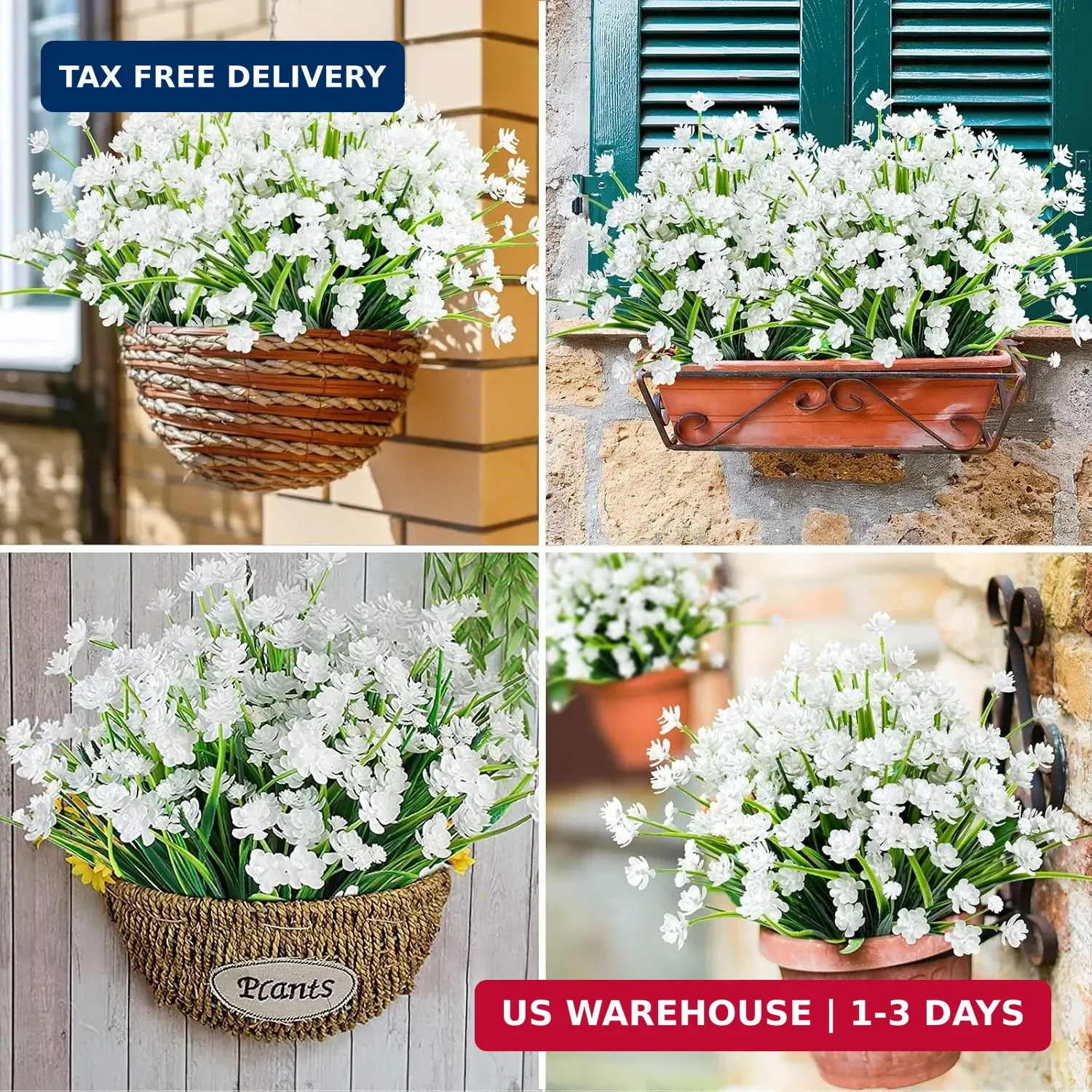 AmyHomie 20 Bundles Artificial Flowers for Outdoor Outside Spring Summer Decorat