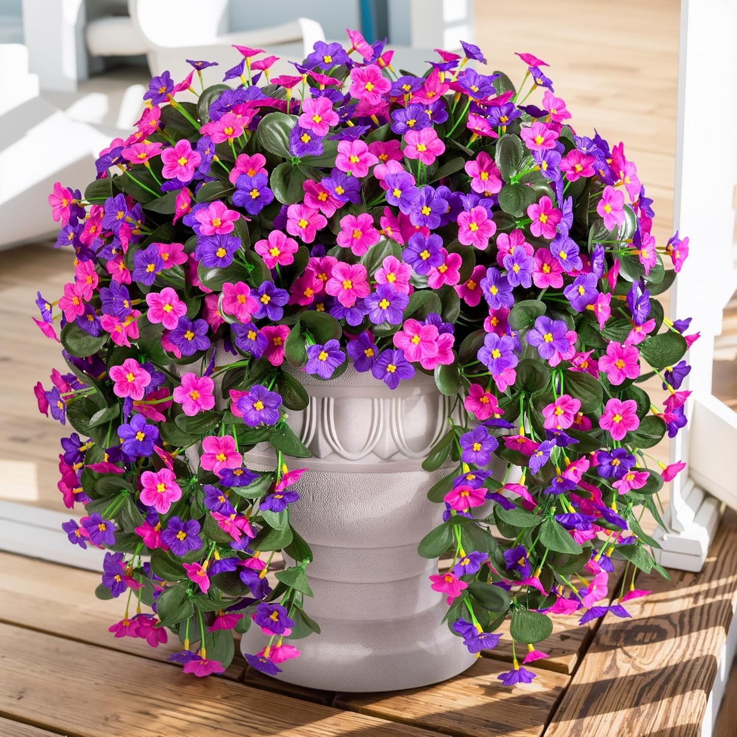 Elegant Silk Orchid Hanging Flowers – 2 PCS Dark Purple & Fuchsia for Outdoors