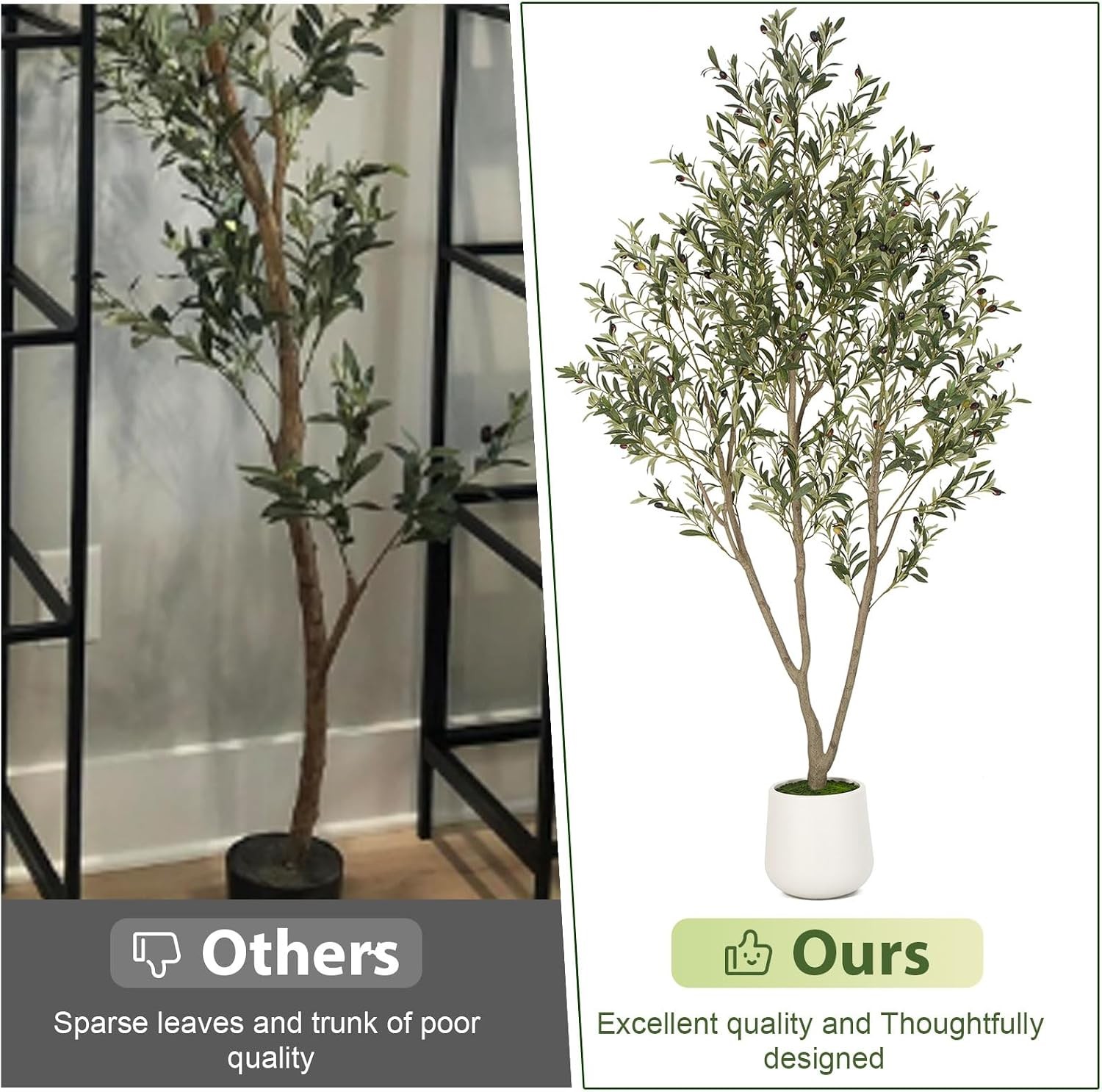 Artificial Olive Tree 6FT Tall Faux Olive Tree W/ White Planter Artificial