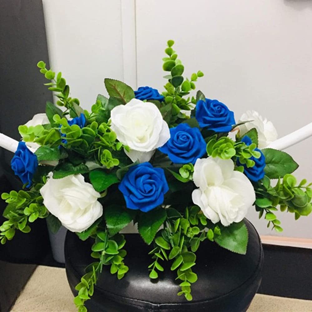 Cabezas rosas artificiales, azul rey, rosas artificiales espuma manualidades.
