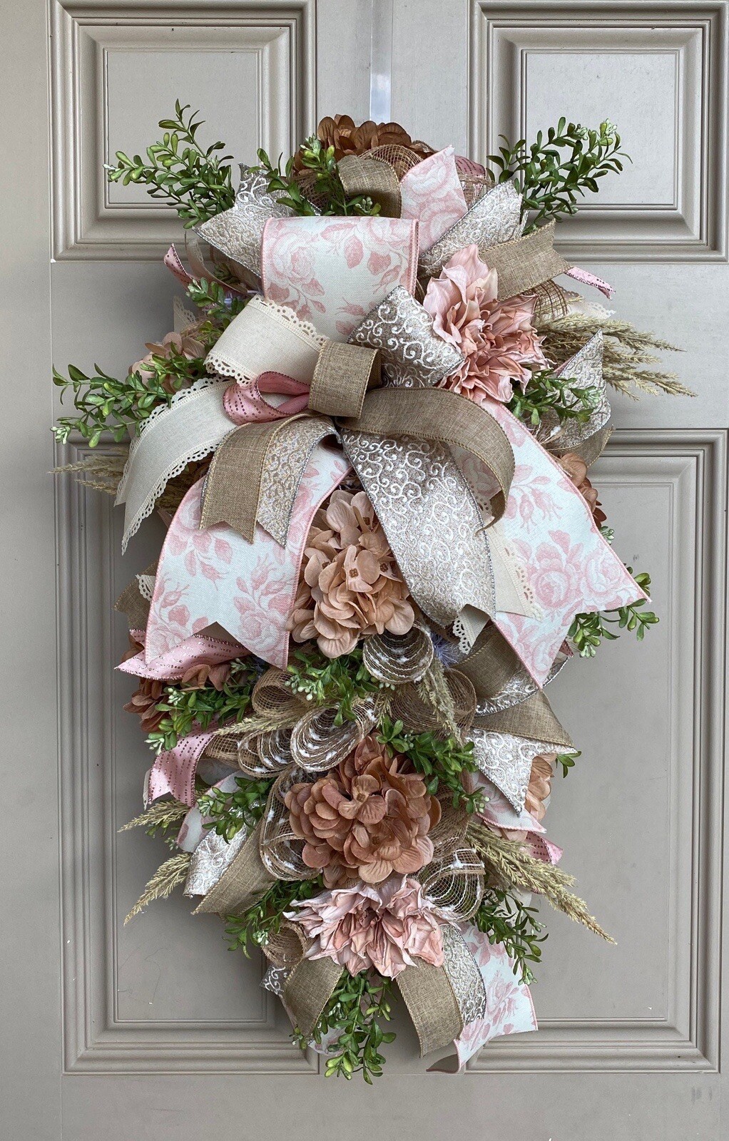 Boho Champaign Floral Wedding Flowers/ Rustic Farmhouse Swag Baby Shower Gift