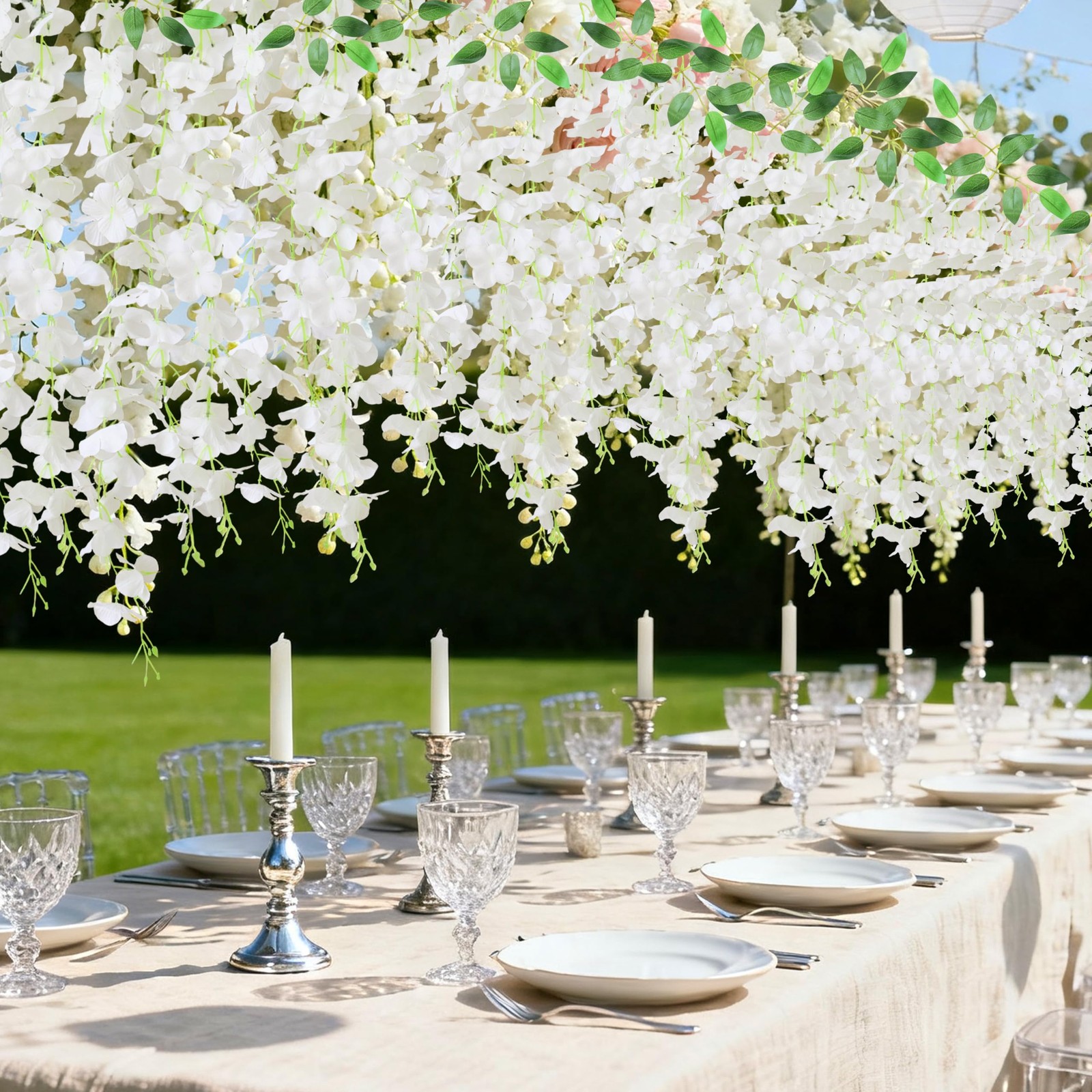 60 Branches Wisteria Hanging Flowers, 4Pcs Wisteria Artificial Flowers Garlan…