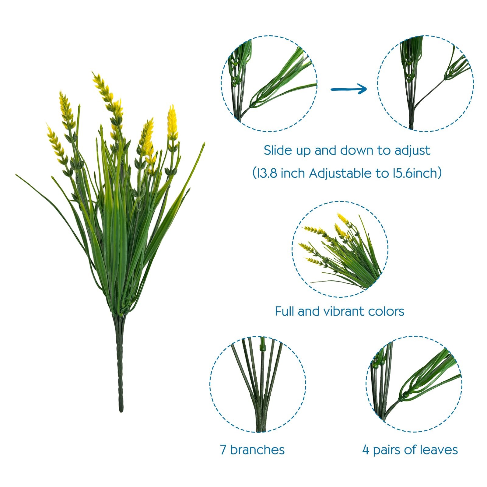 12 Bundles Artificial Plants Outdoor Fake Monkey Grass,UV Resistant Plant Dec…