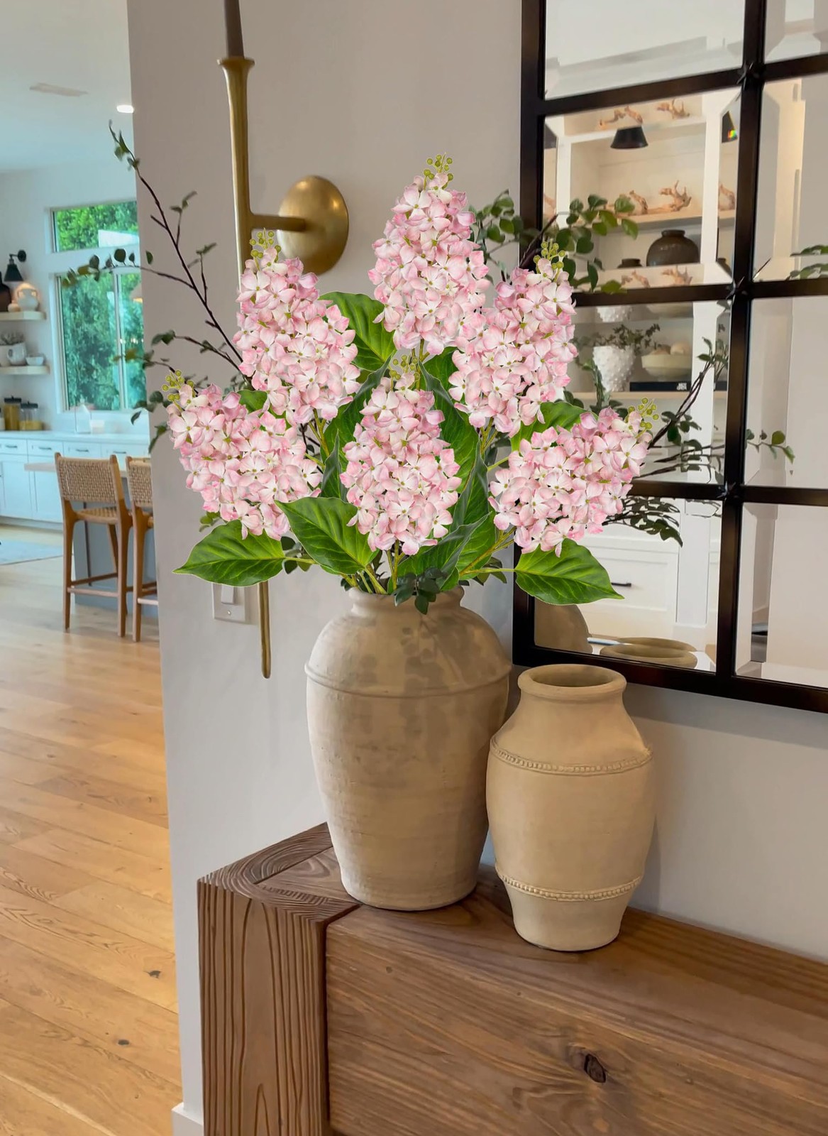 Artificial Lilac Flowers 30″ Tall – Set of 3 Silk Lilac Flower Stems for Home…