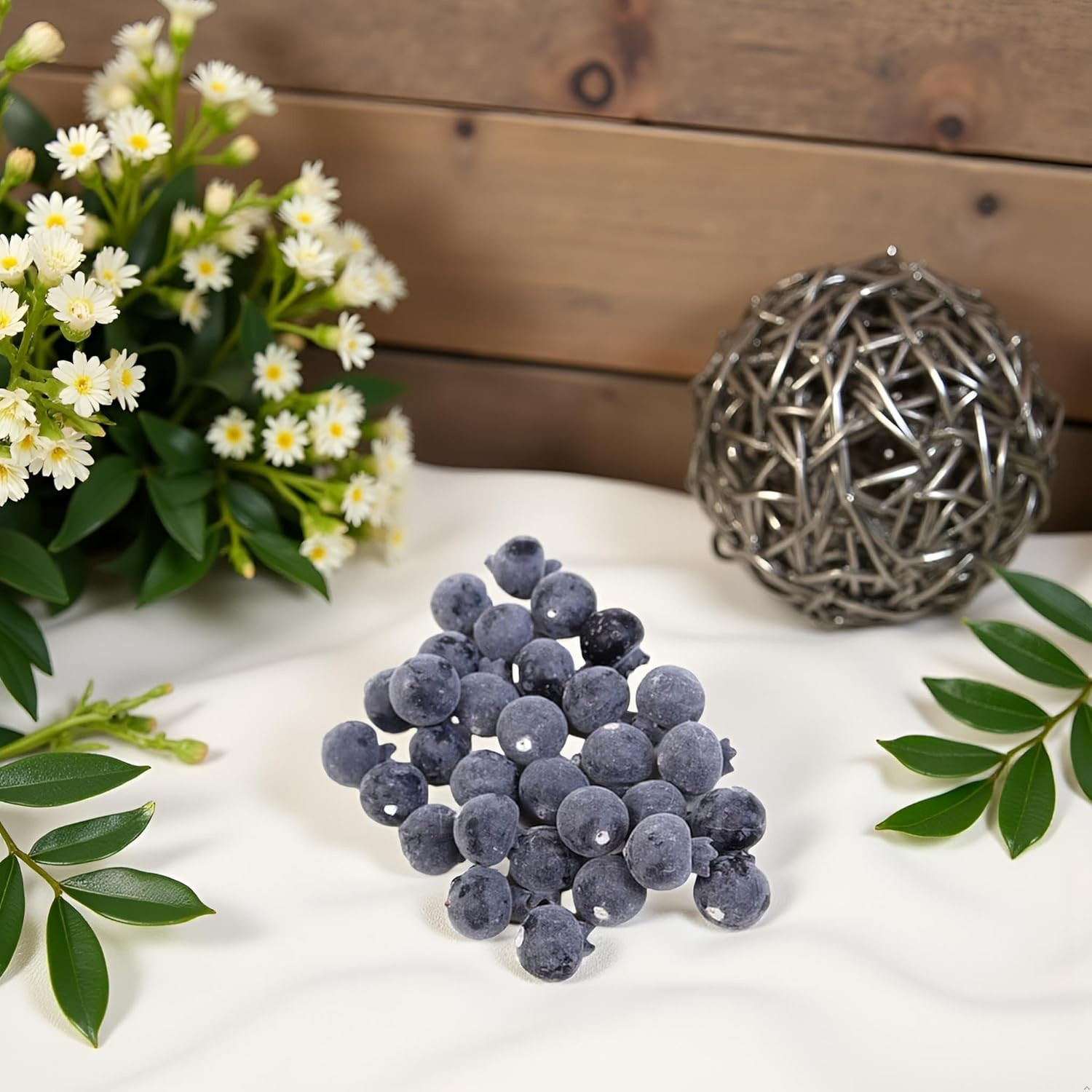 20 Pcs Artificial Blueberries Plastic Fake Blue Berry Plants Realistic Artificia