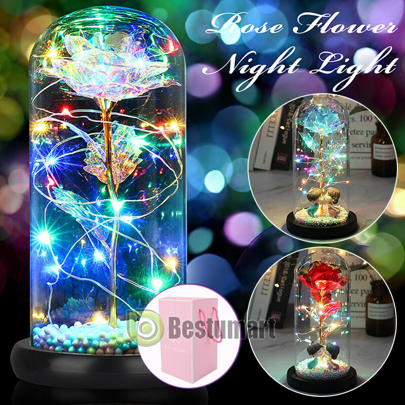 Eternal Rose LED Light in Glass Flower Gift for Her Valentine’s Christmas Gift