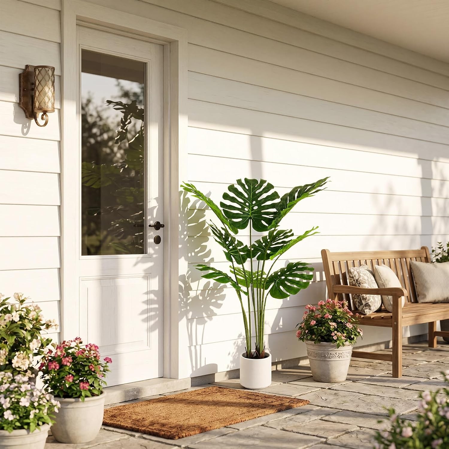 Artificial Monstera Deliciosa Plant 3.6ft, Lifelike Faux Swiss Cheese Floor
