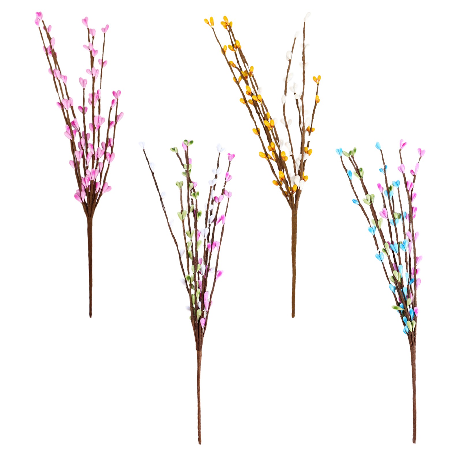 White Green Pink Easter Berry Stems 30cm Decor
