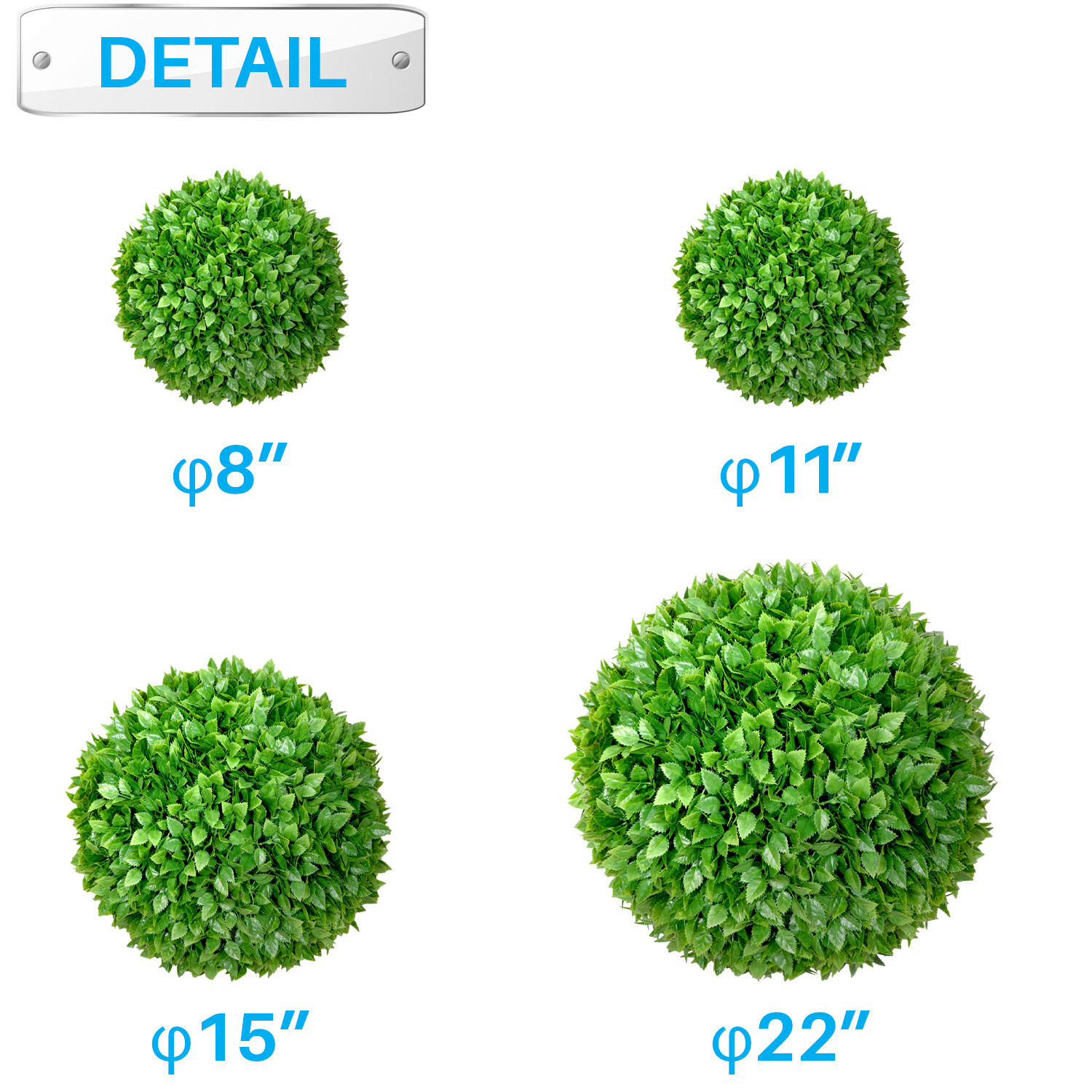 Patio 8″ Artificial Rose Green Ball Faux Leaf Indoor Outdoor Decor