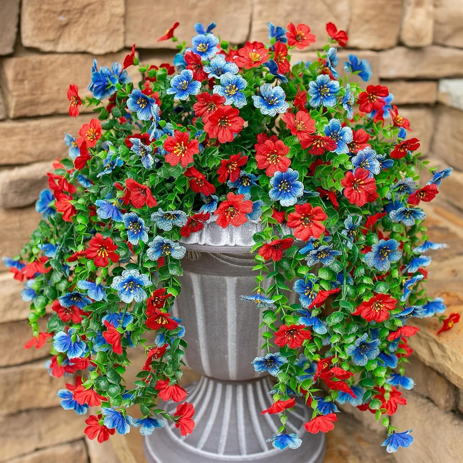 Artificial Hanging Flowers Set 2Pcs UV Fade Resistant Faux Flowers for Outdoo…