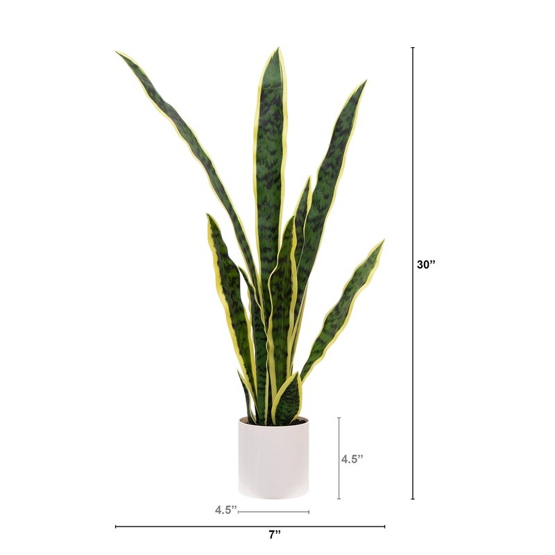30 Inch Artificial Snake Plant W/ Vanilla Planter Indoor Office Home Decor New