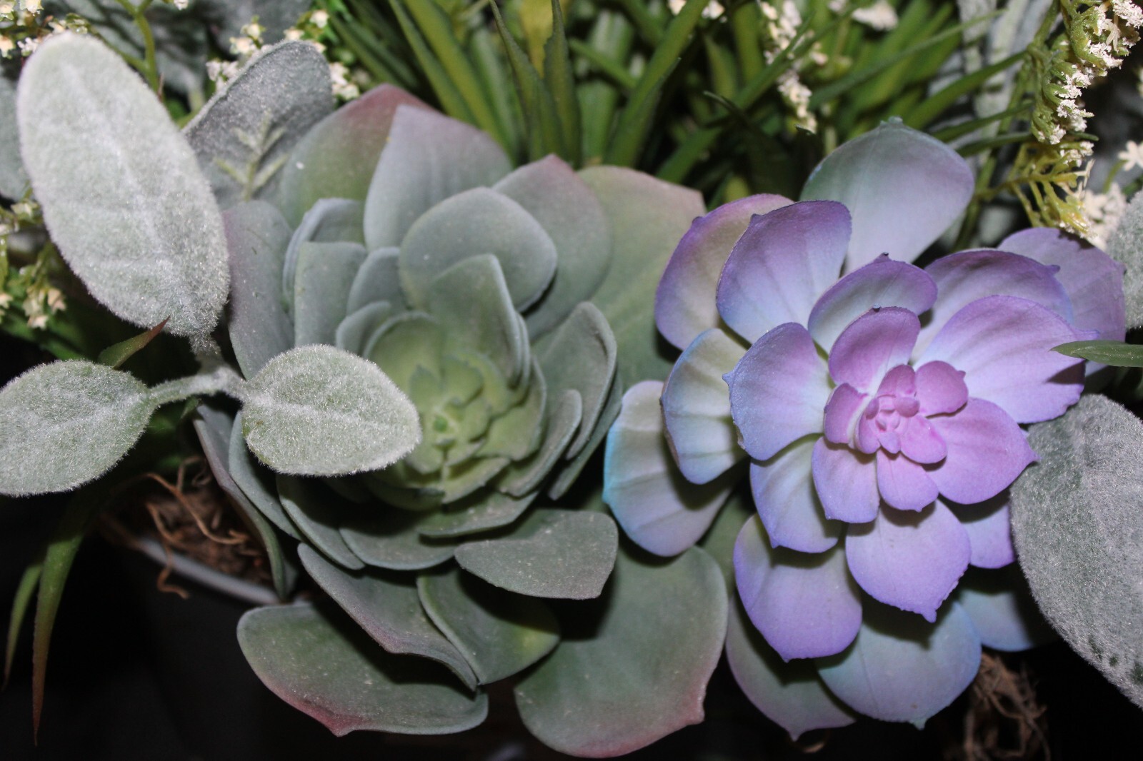 Mixed Artificial Succulent Arrangement in Garden Metal Planter