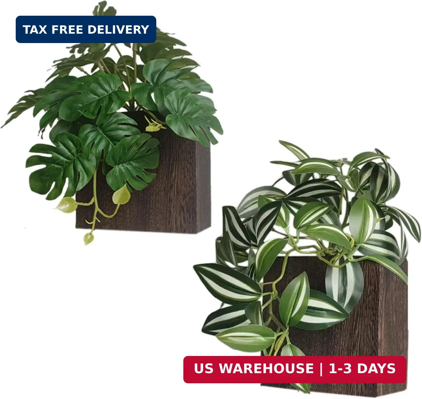 Wood Wall Planter Vase with Artificial Plants Wall Decor, Small Wall Plant Decor