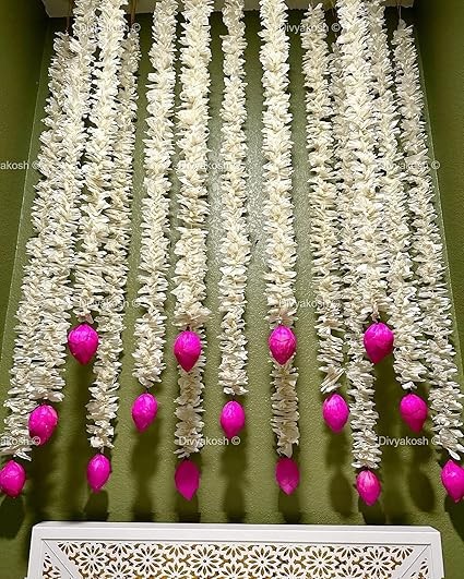 Paper Lotus Hanging 12Pc | 40 White & Pink Floral Temple Wall Decor