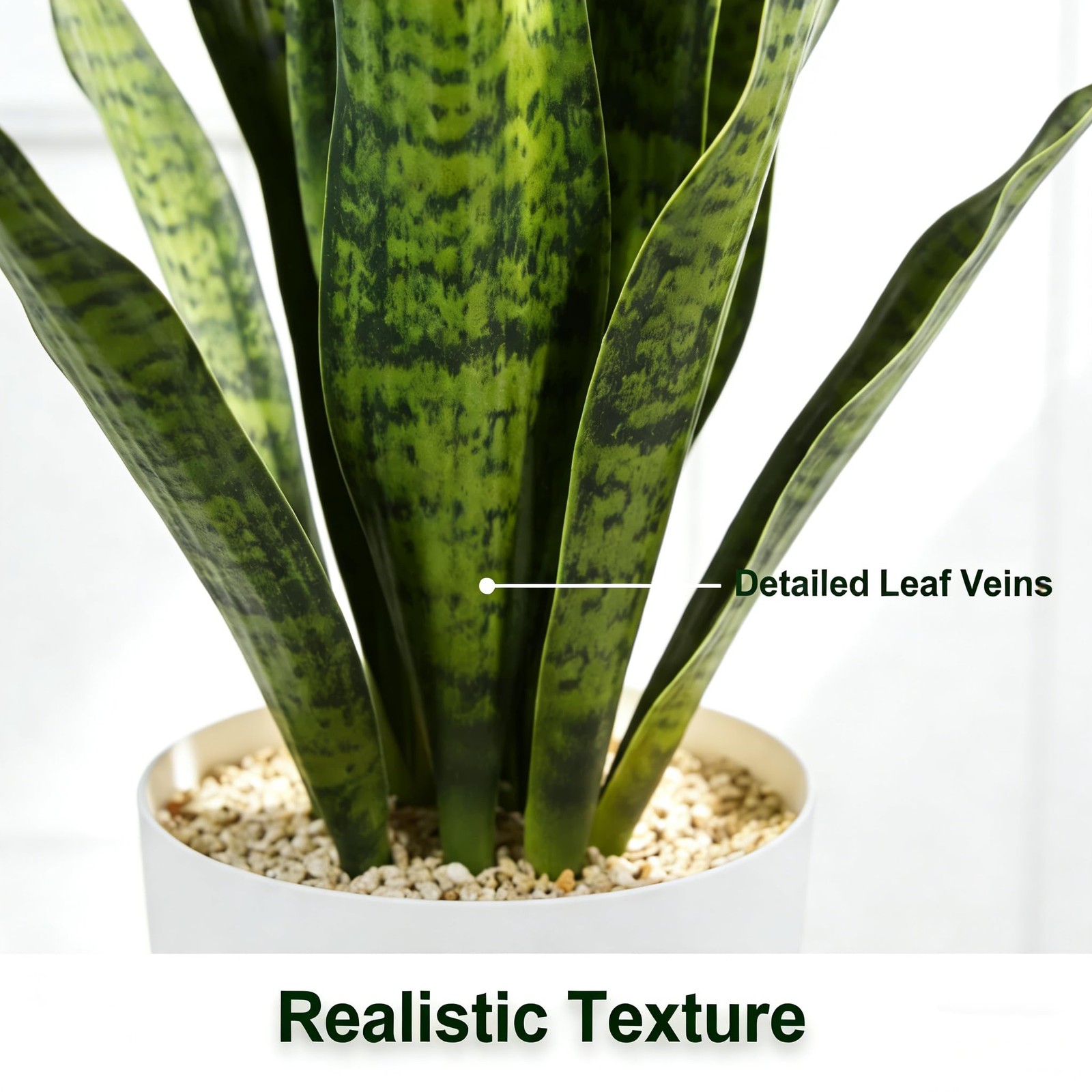 Fake Snake Plant, 27in Artificial Plant with White Pot Realistic Leaves, Low …