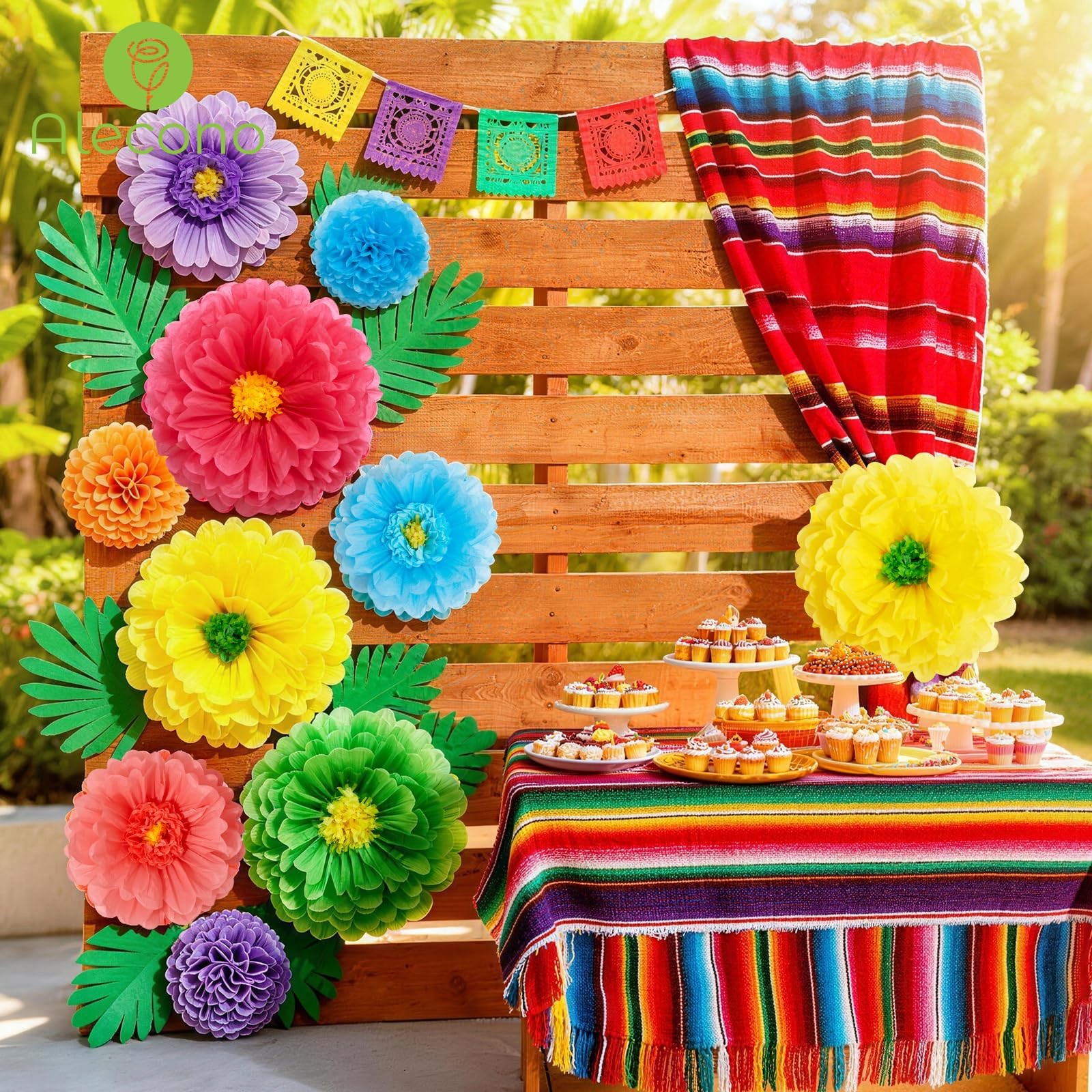 9 PCS Giant Tissue Paper Flowers Fits 24/20/14 Inch Wedding Party Wall Decor