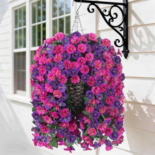 Stunning Faux White Morning Glory Hanging Basket – Simple Assembly & No Watering