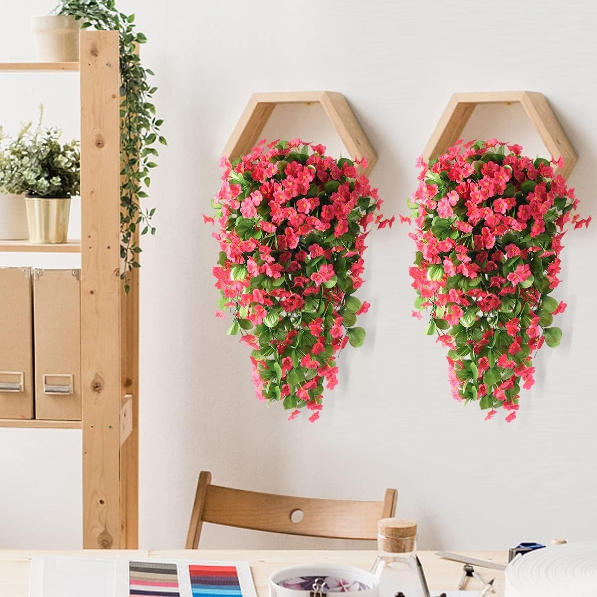Stunning 2PCS Faux Silk Hanging Flowers – UV Resistant Vines for Indoor/Outdoor