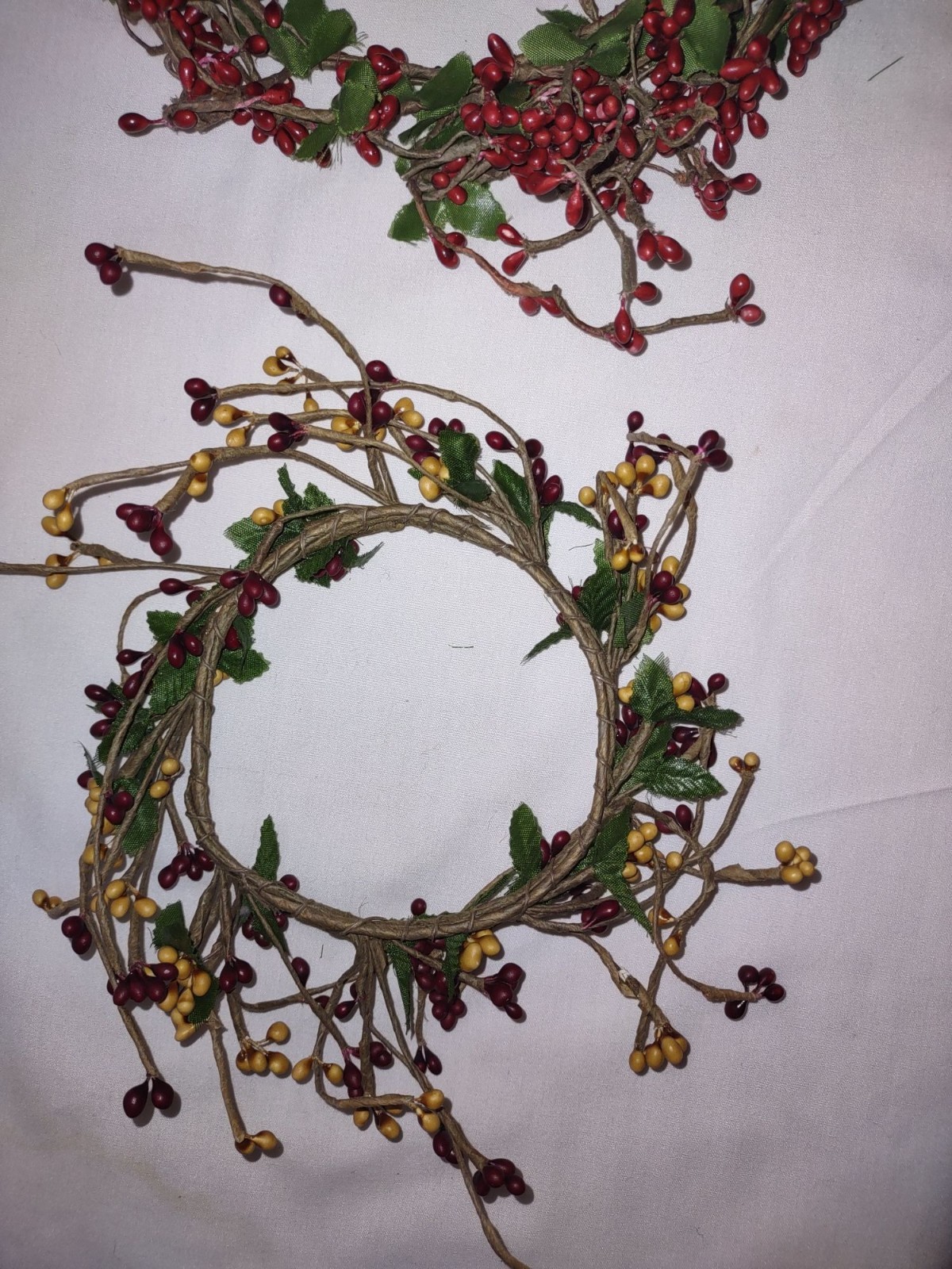Berry Candle Rings / Wreath (lot of 3) 6″ 4″ Inner Dia – Red (Burgundy & Old Gol