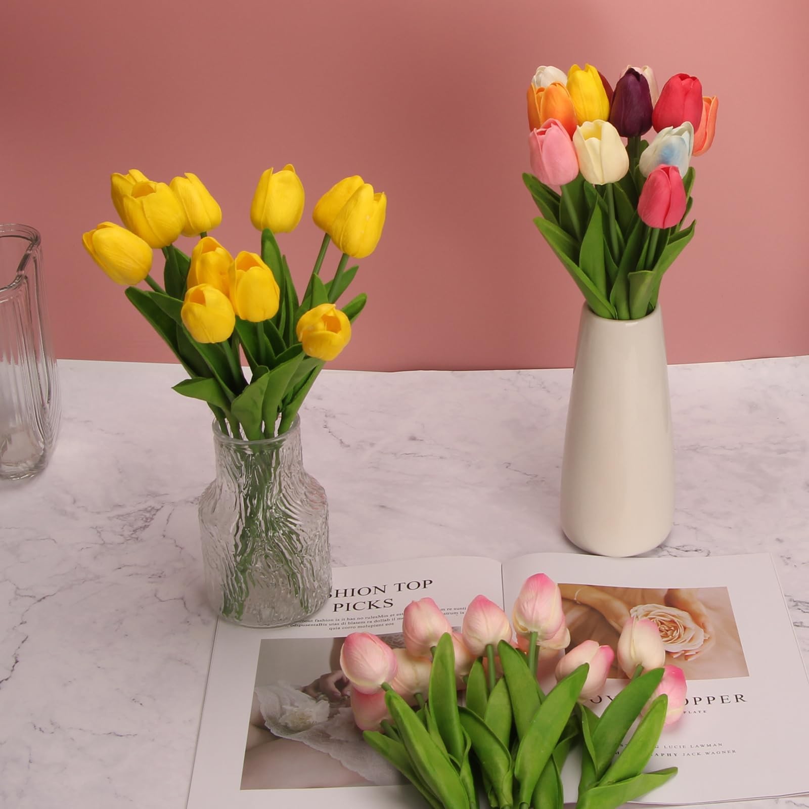Mix Color Tulips Artificial Flowers Soft Latex Spring Summer 20 PCS Set