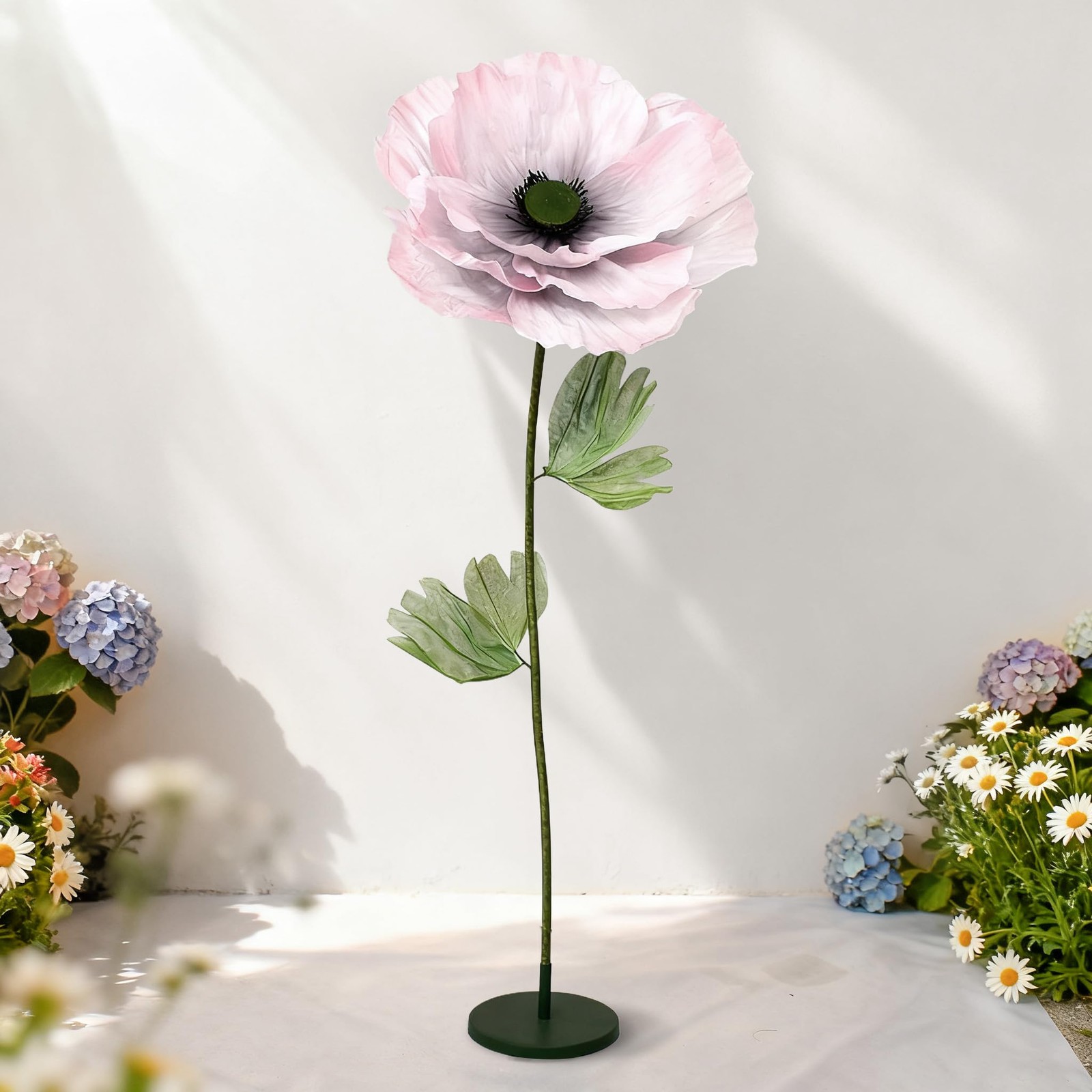 Standing Corn Poppy, Giant 5.58ft Life-Size Faux Blooms with Flexible Stem Me…