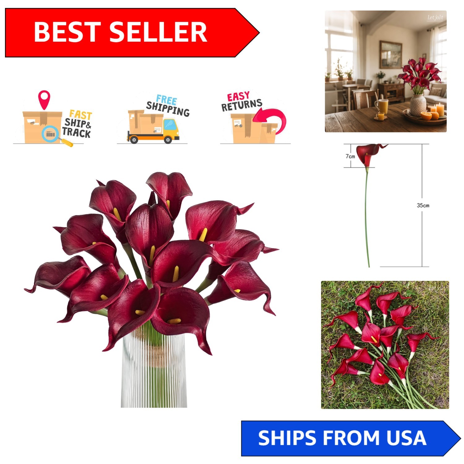 12Pcs Realistic Dark Red Calla Lilies for Home Decor and Wedding Centerpieces