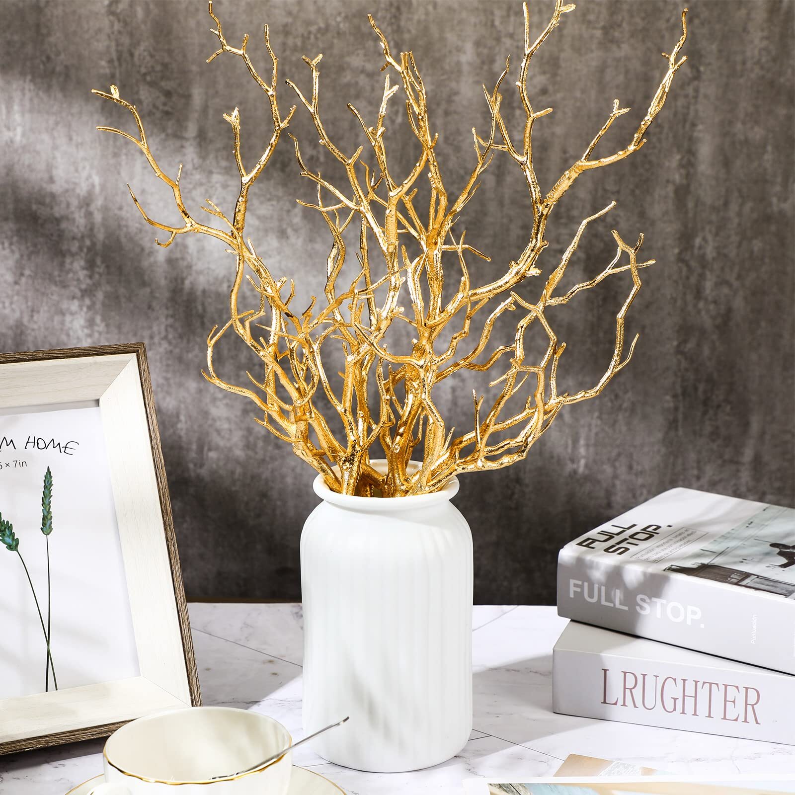 Gold Manzanita Branches 13.8 Inch 10 Pieces Artificial Tree Twigs Decor