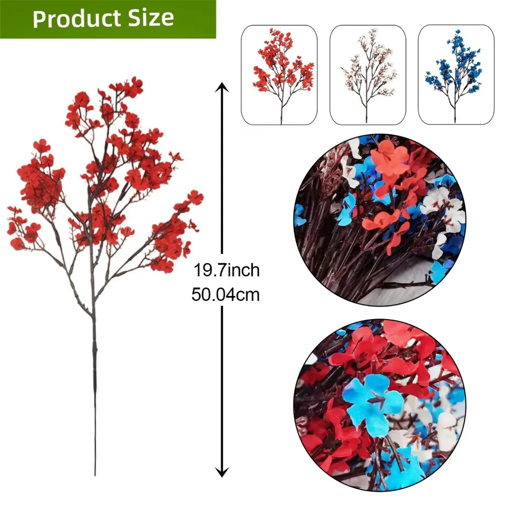 15pcs White Blue Red Mixed Color Artificial Flowers Gypsophila Fake Plants