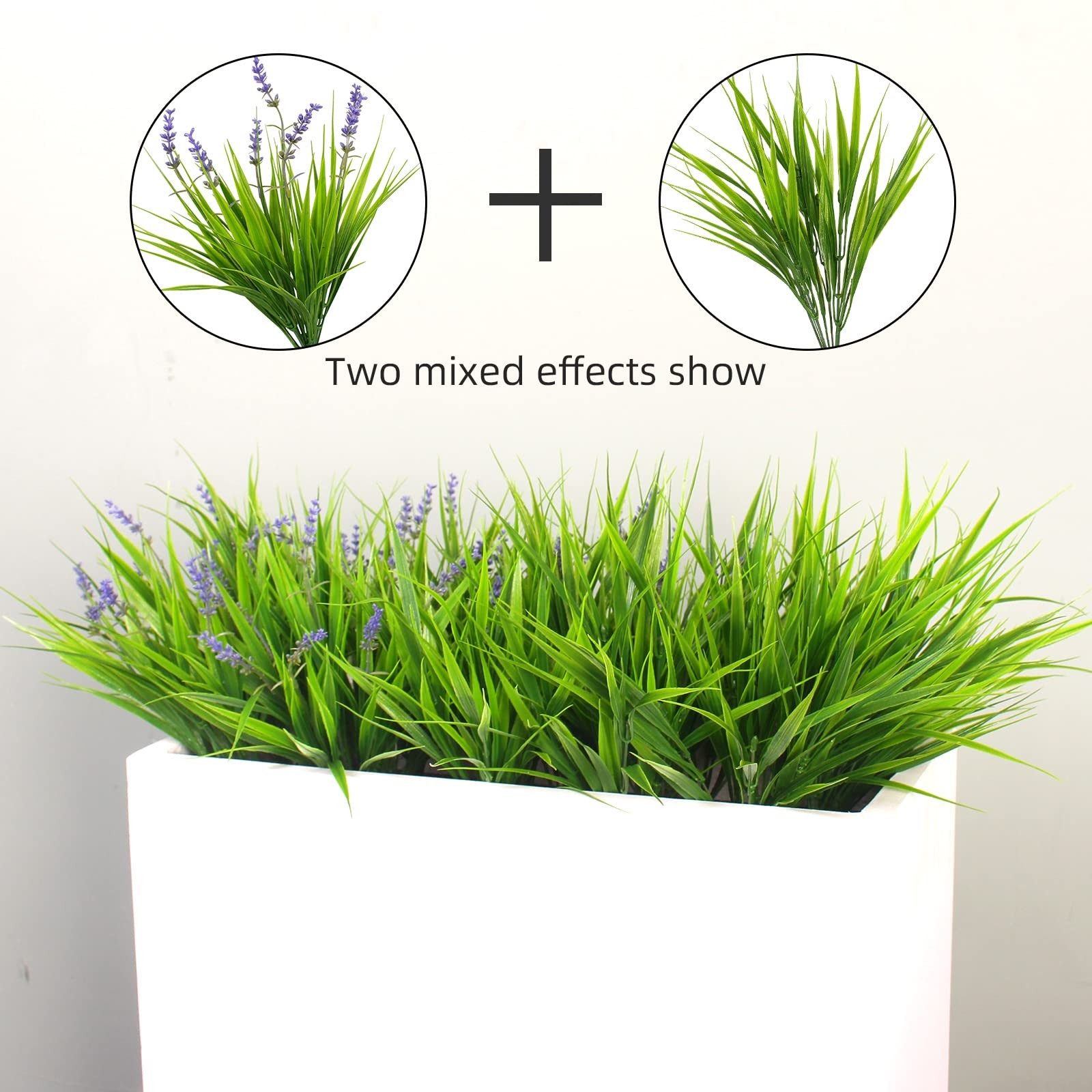 12 Bundles Artificial Plants Outdoor Fake Monkey Grass with Flowers for Pot U…