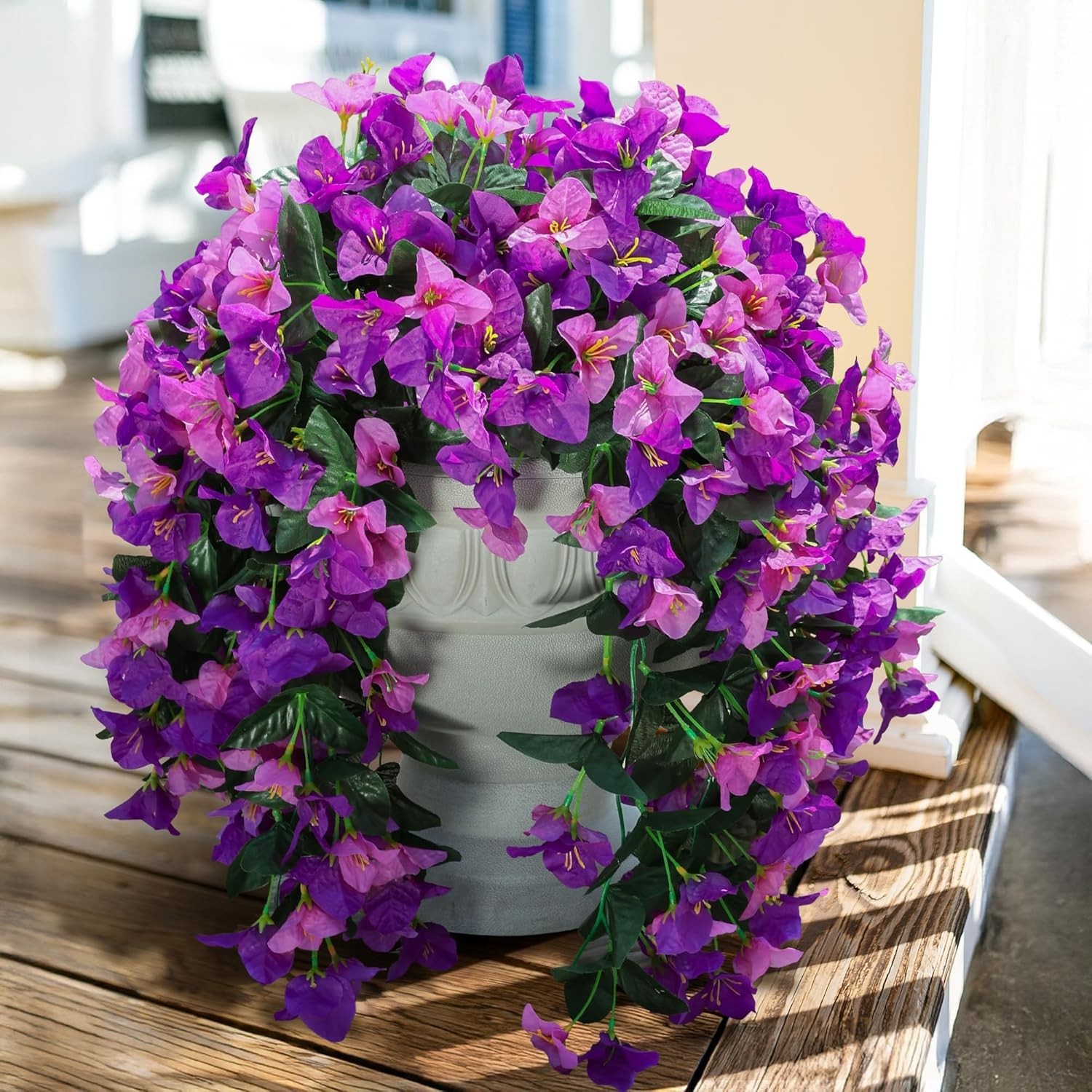 Artificial Bougainvillea Vines 2 Pack UV Resistant Outdoor Flowers for Garden…