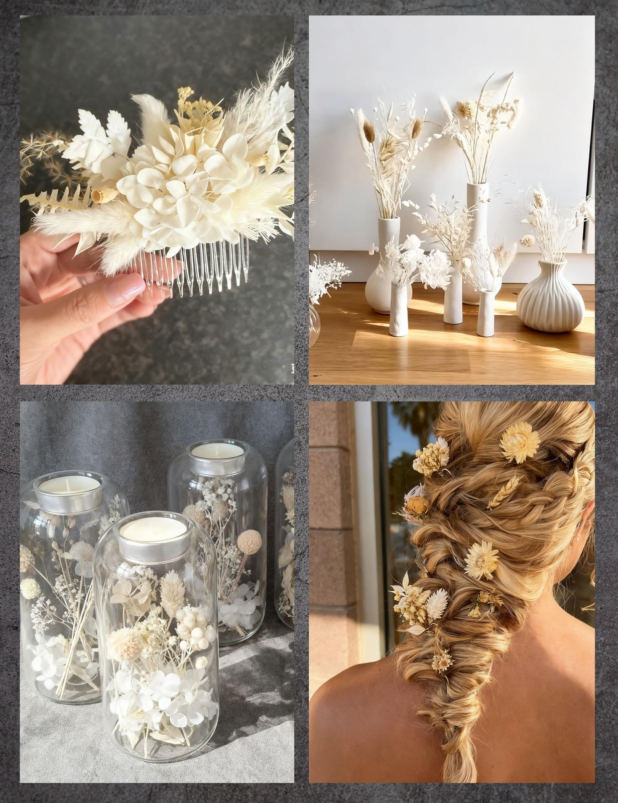 Natural Dried Flower Set, Bulk Dried Flowers with Stems, Dried Daisies, Dried…