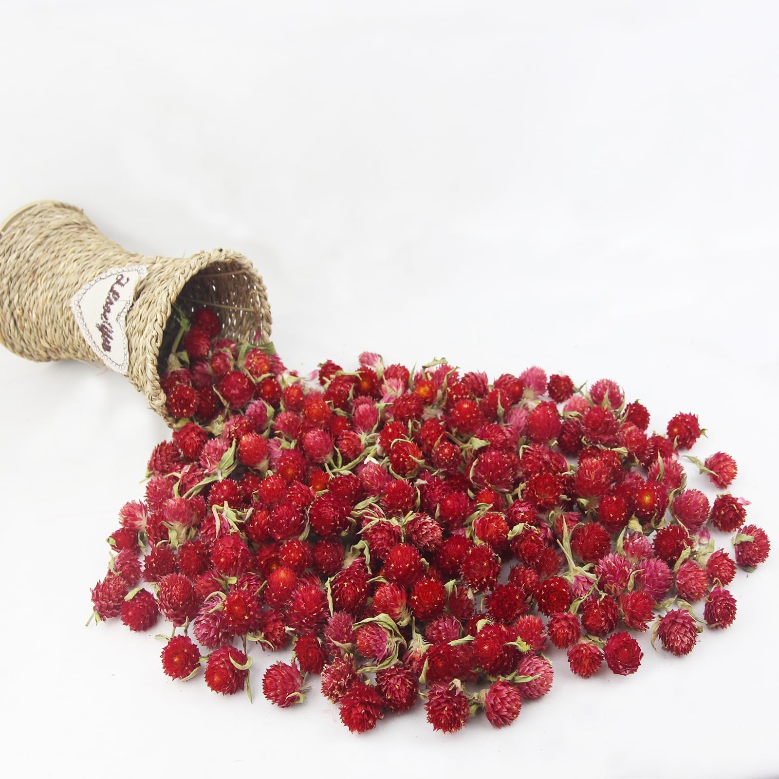 220 Pcs Red Globe Amaranth Dried Flowers Heads, Gomphrena Globosa, Crafts, DIY