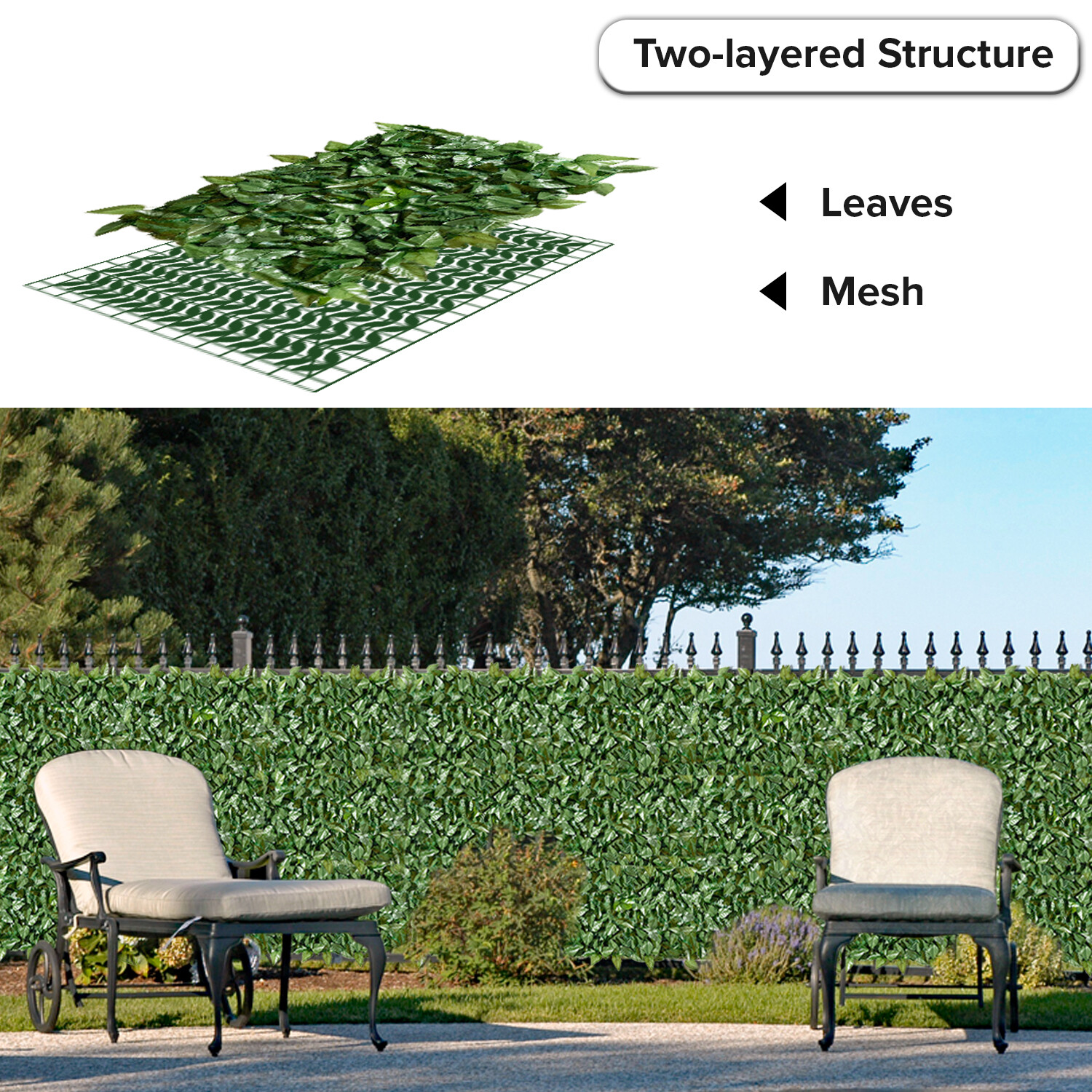Outdoor Artificial Faux Leaf Fence Screen UV Protected Garden Porch Wall Decor