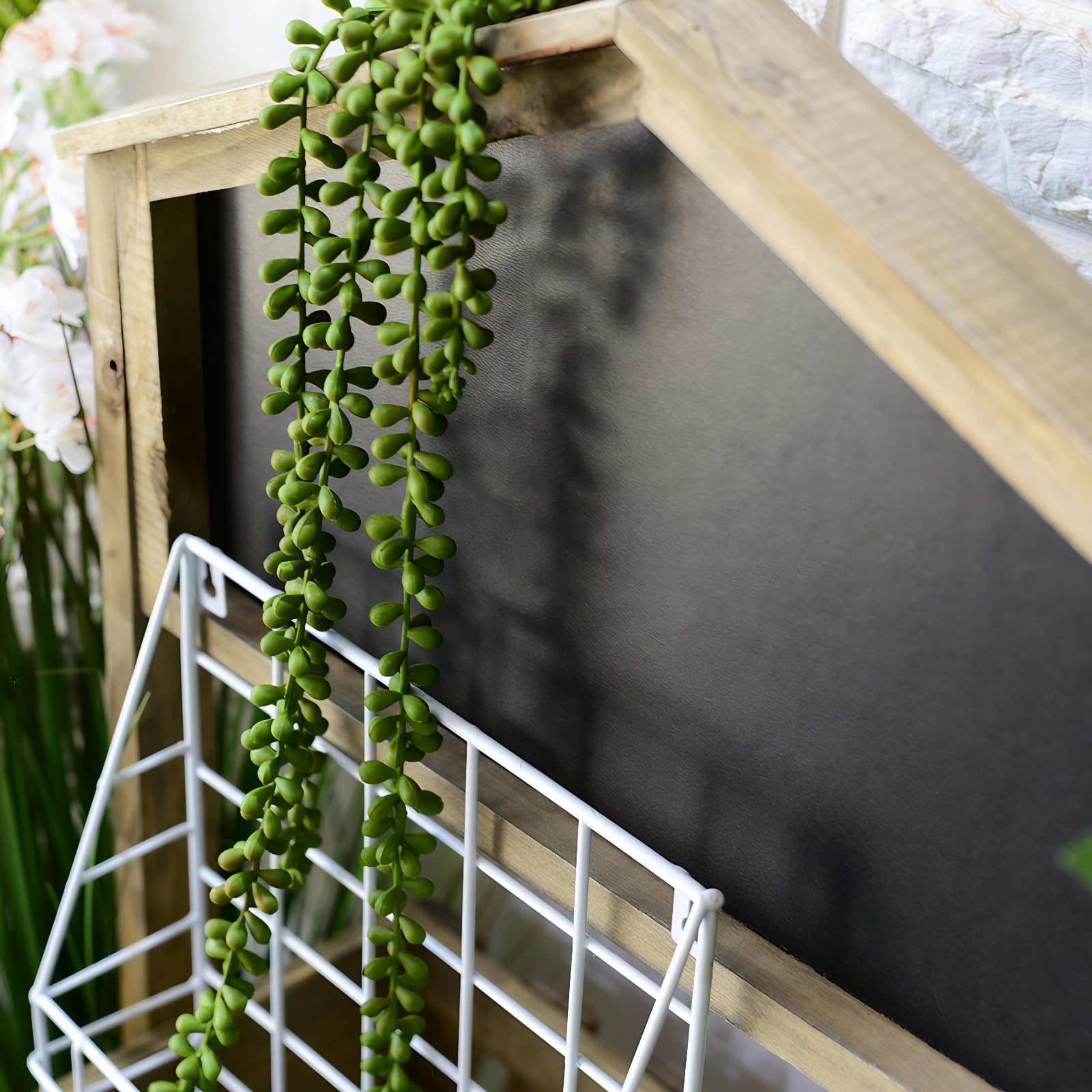 6 Pcs Succulents Plants Artificial Hanging Plants-String of Pearls Faux Green…