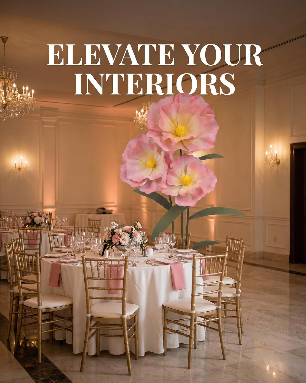 5.6 Ft Giant Artificial Flowers for Decoration, Waterproof EVA Big Artificial Fl