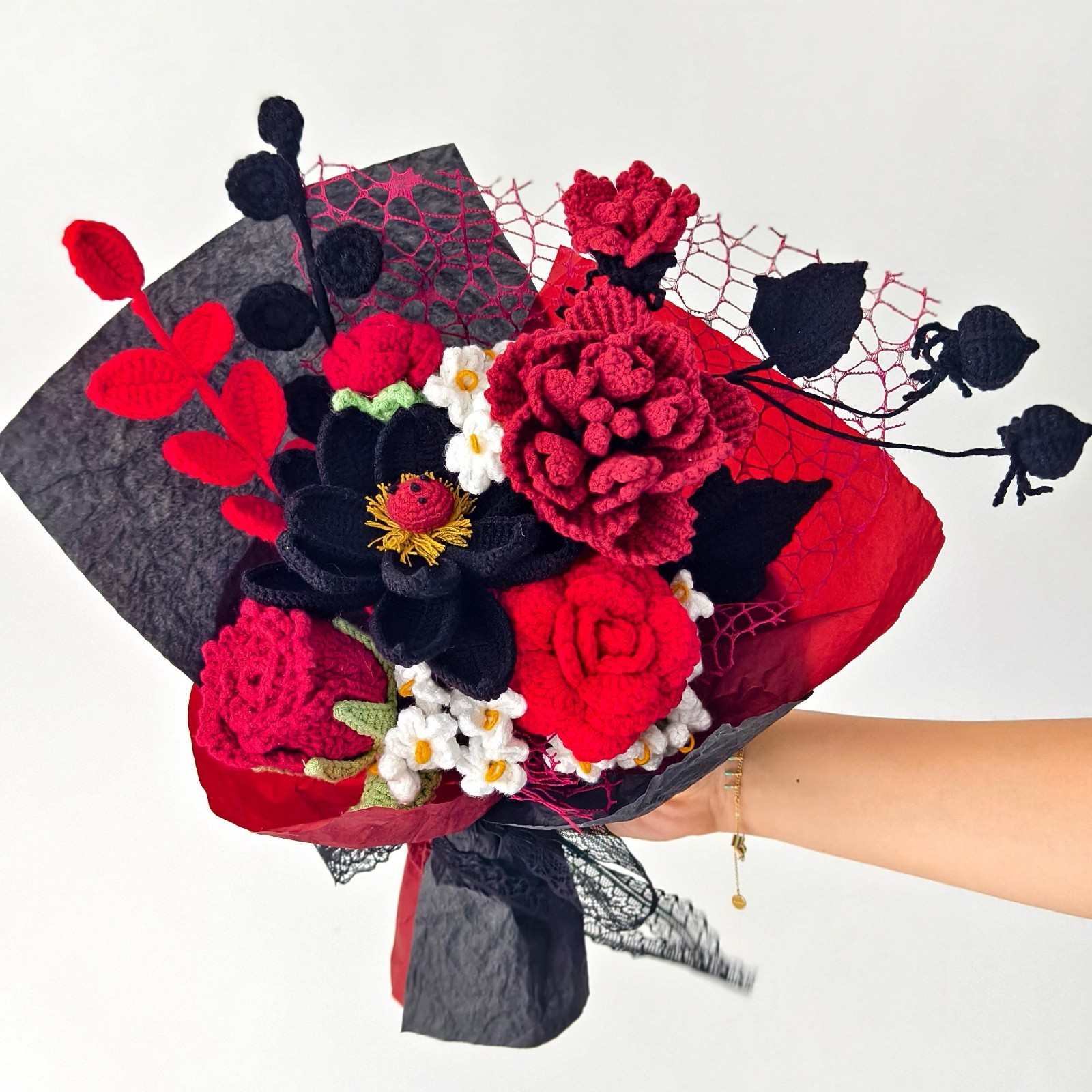 Crochet Rose Bouquet Handmade Yarn Flowers Forever Flower Keepsake Gift for Her