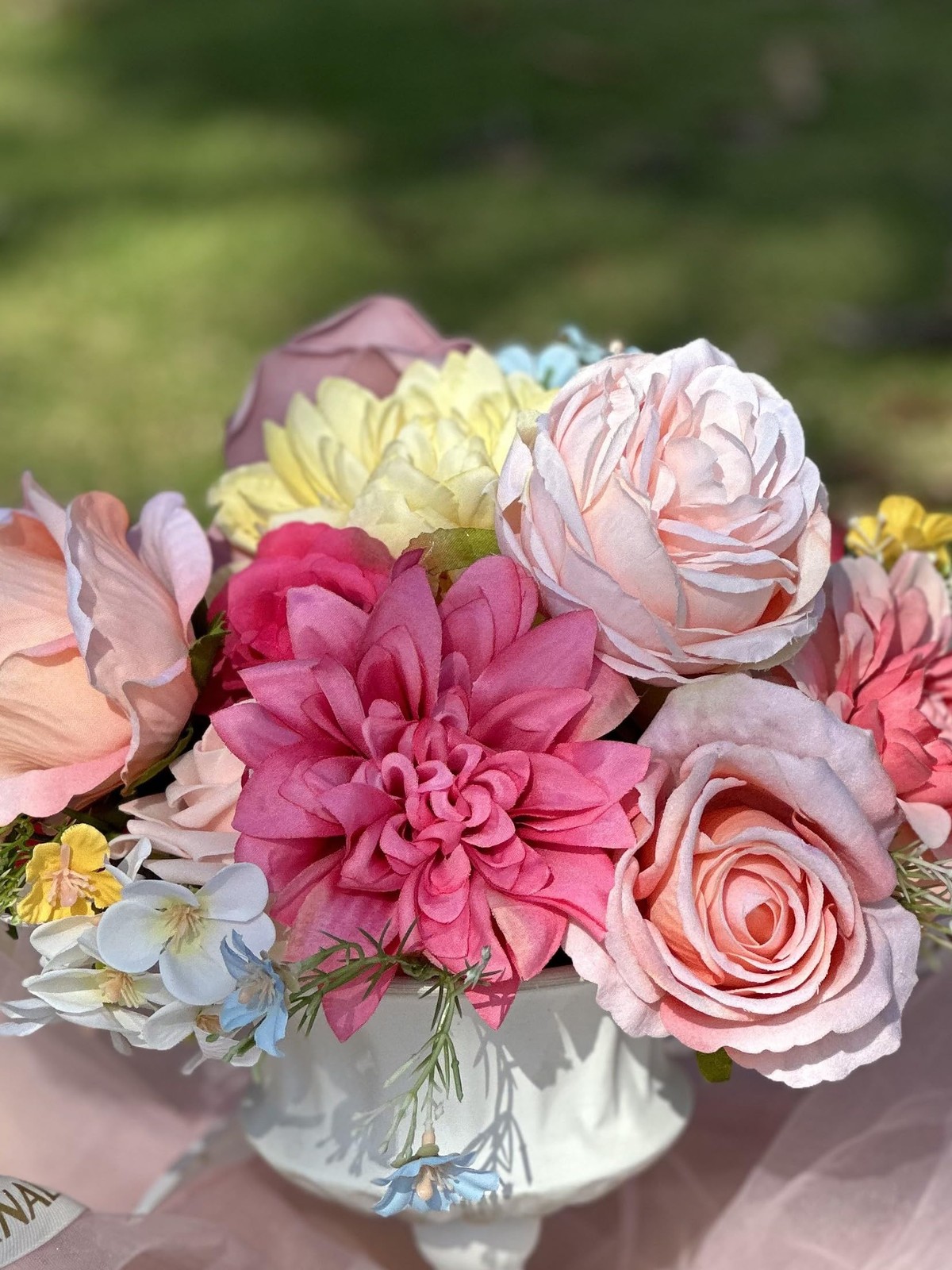 Artificial Flower Box Set Pink & Yellow Silk Flowers Rose Faux Flowers for DI…