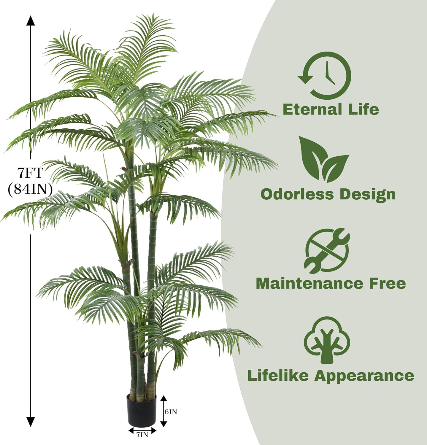 7Ft Artificial Palm Tree with Realistic Leaves for Home and Office Decor